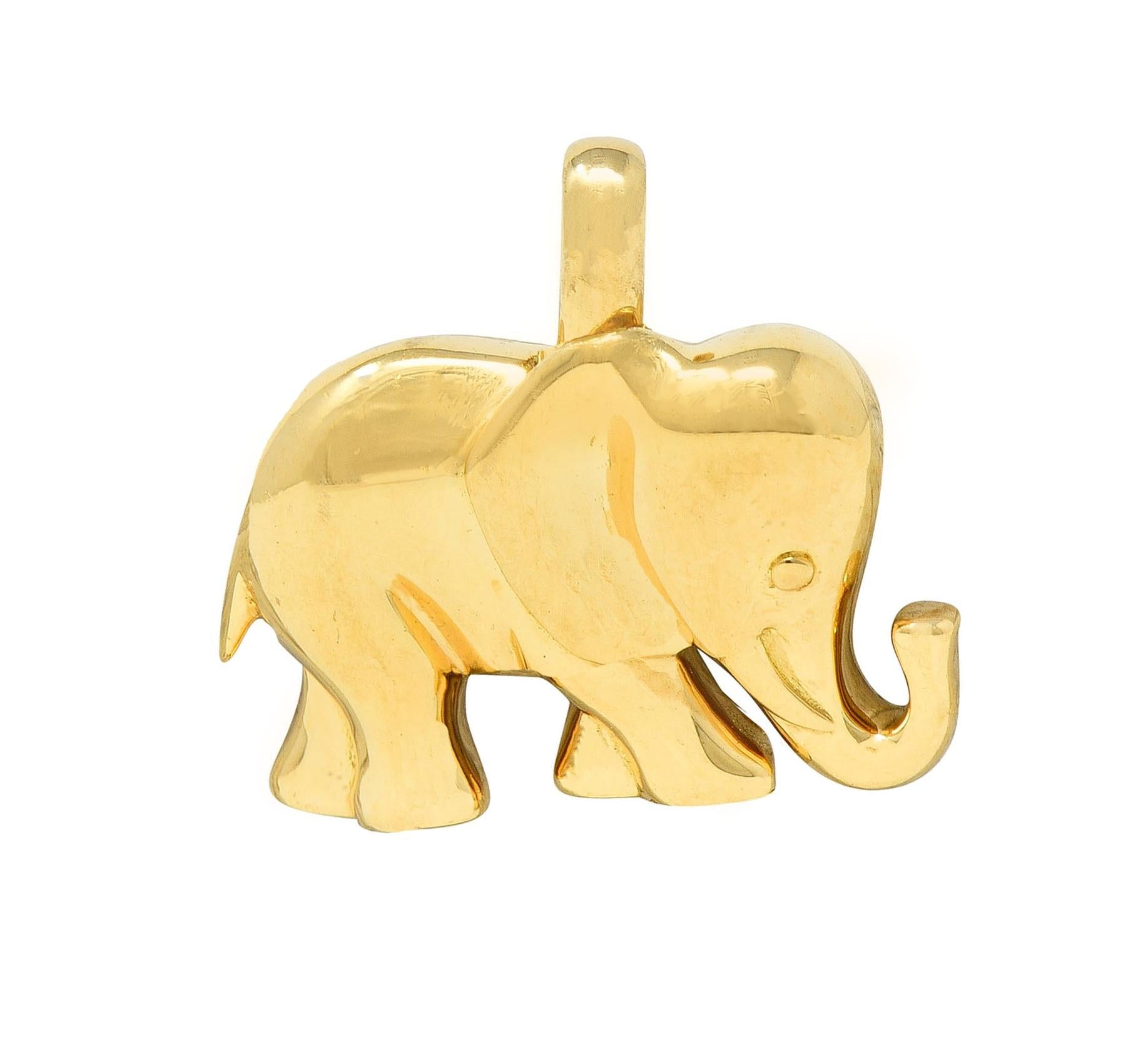 Cartier French 1980 18 Karat Yellow Gold Vintage Mother & Child Elephant Brooch