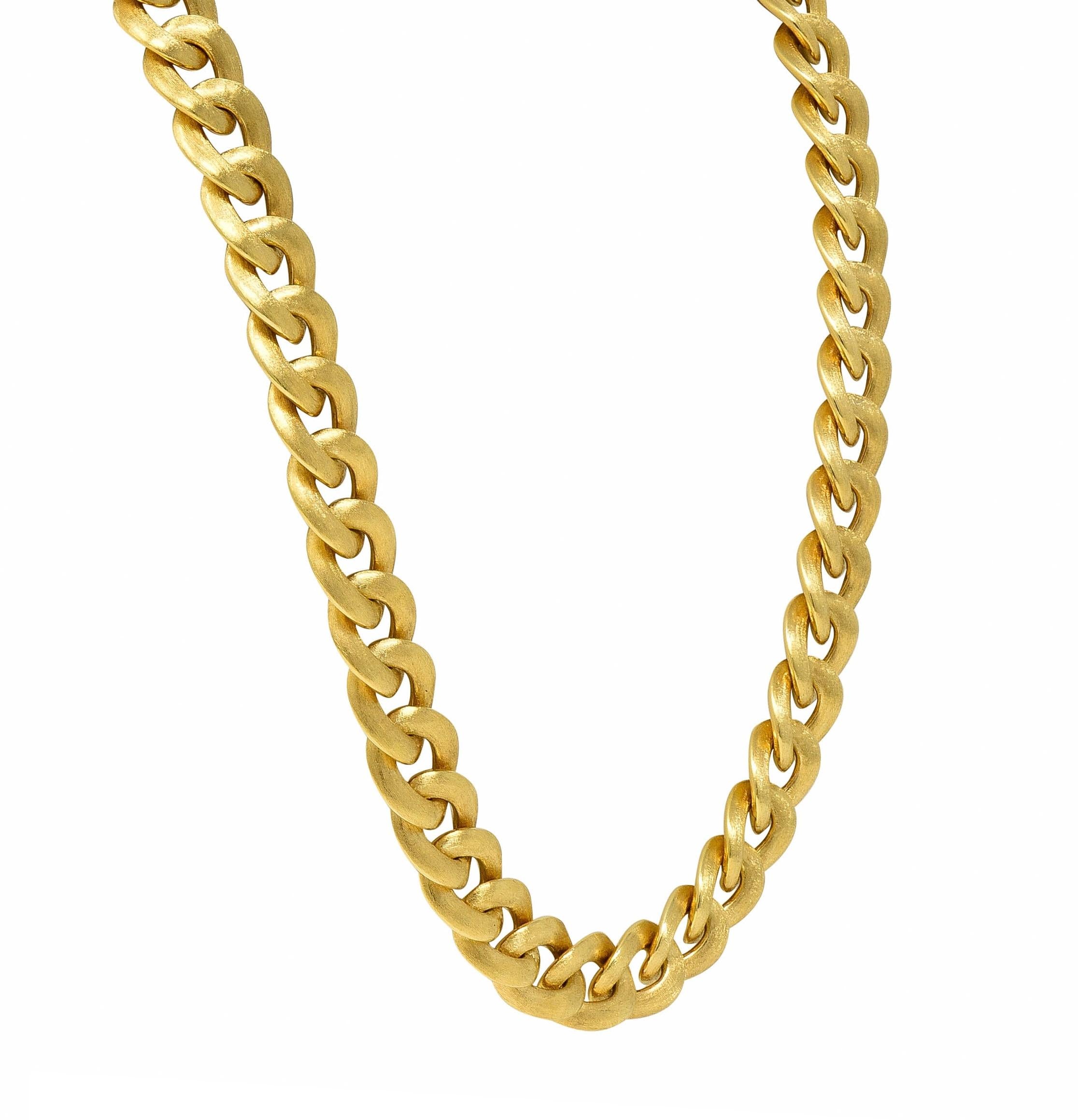 Nicolis Cola 1980s 18 Karat Yellow Gold Vintage Curb Link Unisex Chain Necklace