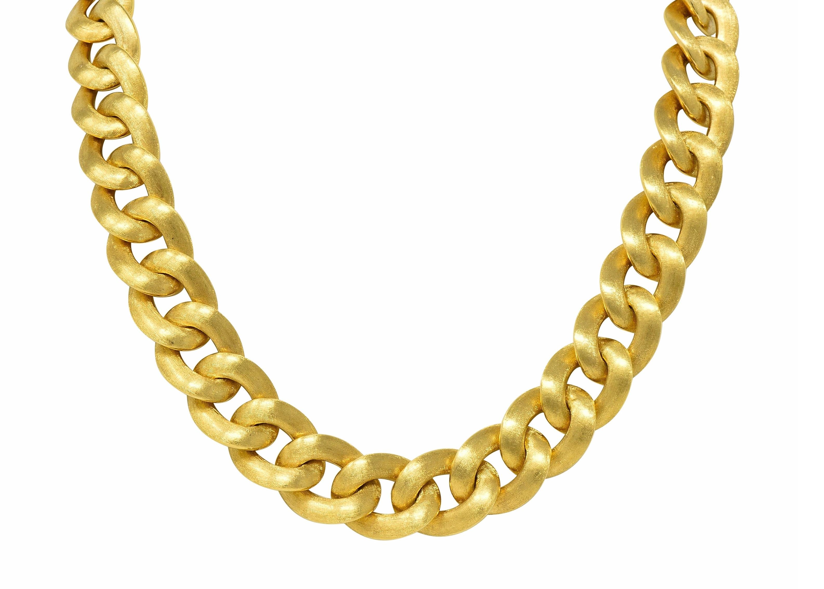 Nicolis Cola 1980s 18 Karat Yellow Gold Vintage Curb Link Unisex Chain Necklace