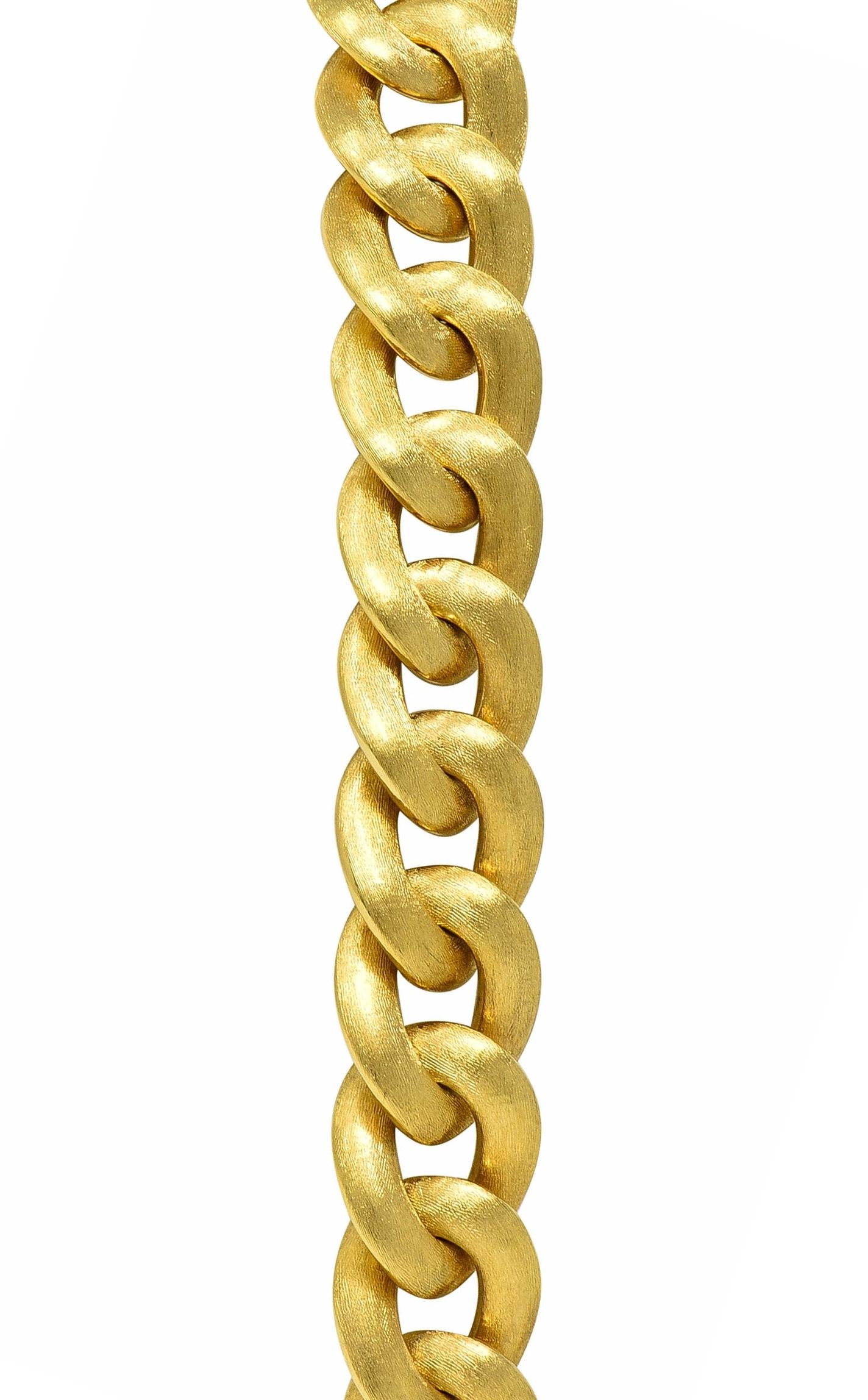 Nicolis Cola 1980s 18 Karat Yellow Gold Vintage Curb Link Unisex Chain Necklace