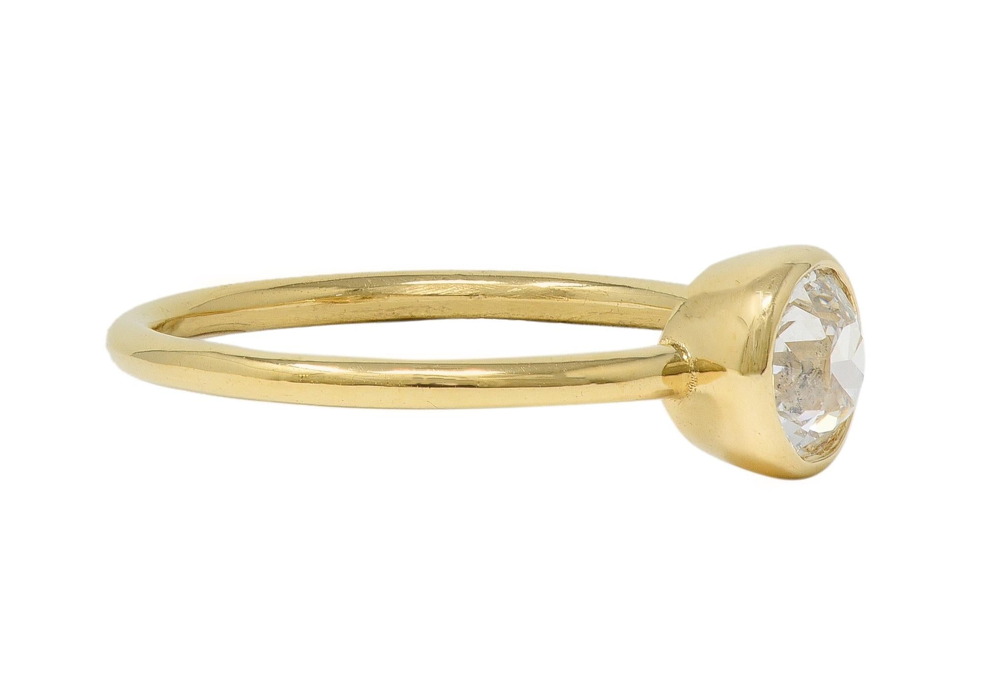 1990s Old European Cut Diamond 14 Karat Gold Bezel Set Solitaire Engagement Ring