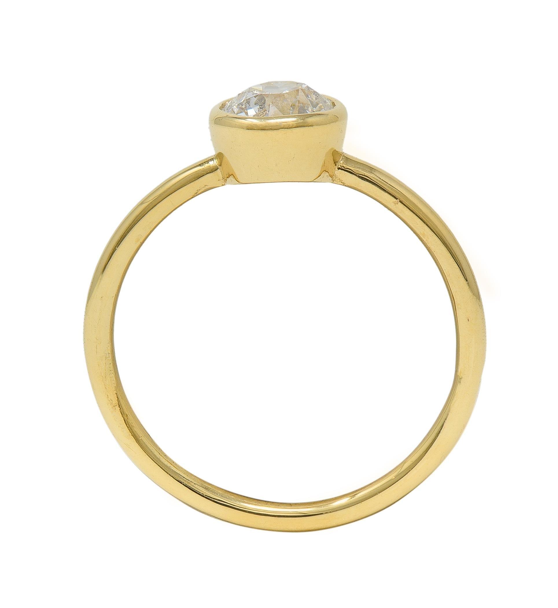 1990s Old European Cut Diamond 14 Karat Gold Bezel Set Solitaire Engagement Ring