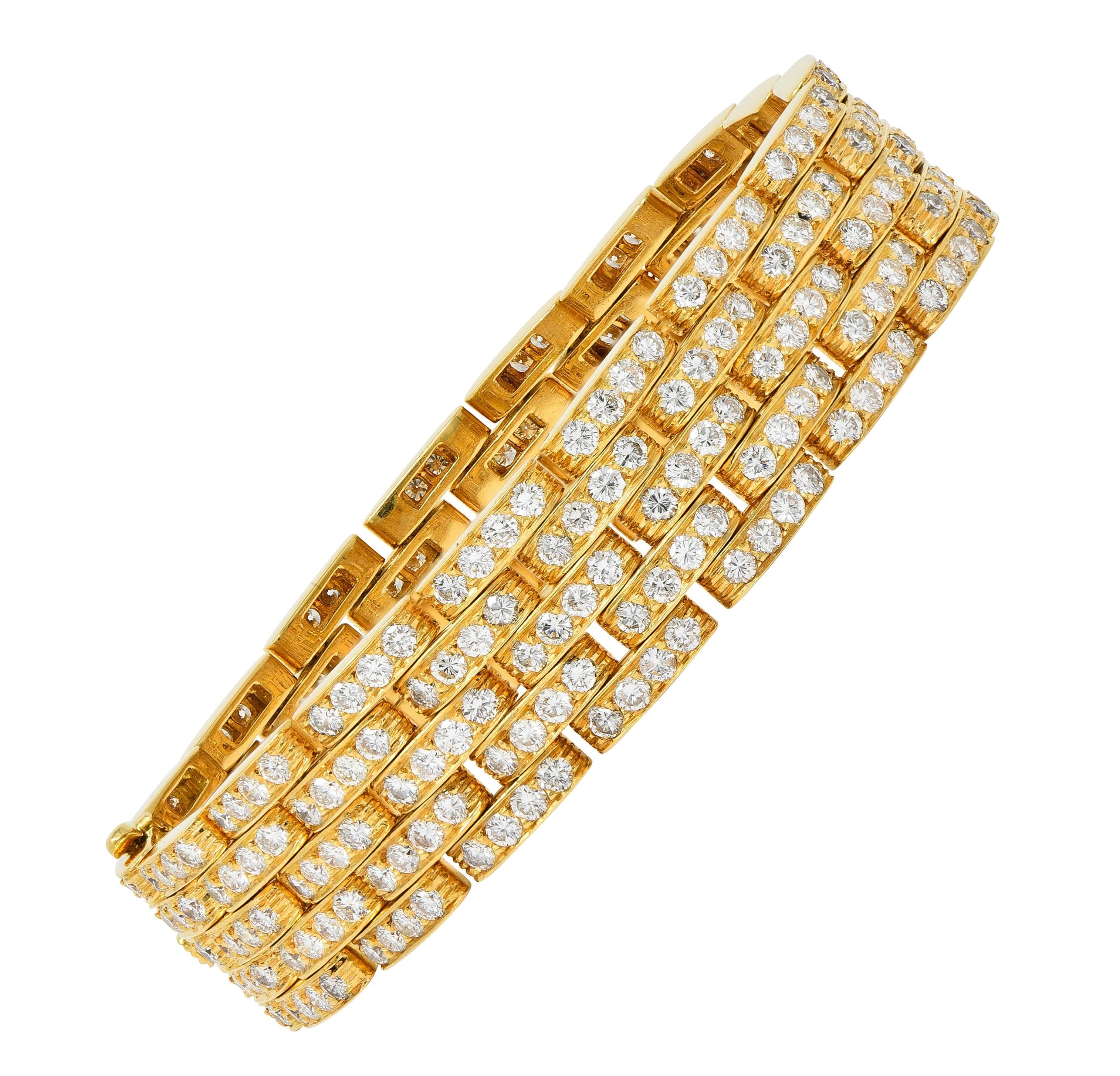 Cartier French 12.00 CTW Diamond 18K Gold Vintage Maillion Pantheré Bracelet