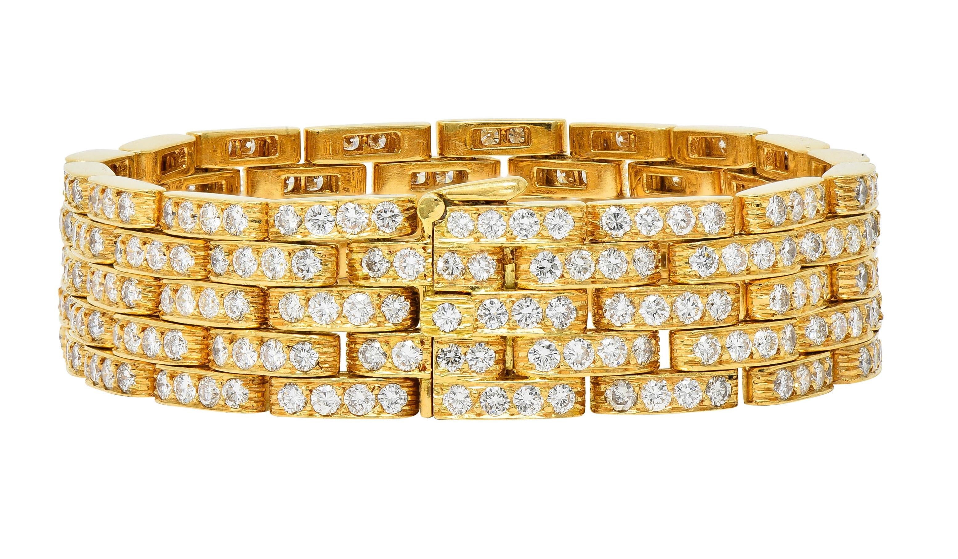 Cartier French 12.00 CTW Diamond 18K Gold Vintage Maillion Pantheré Bracelet