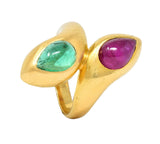 Bulgari Georges L'Enfant 1970 3.52 CTW Ruby Emerald 18K Gold Vintage Snake Ring