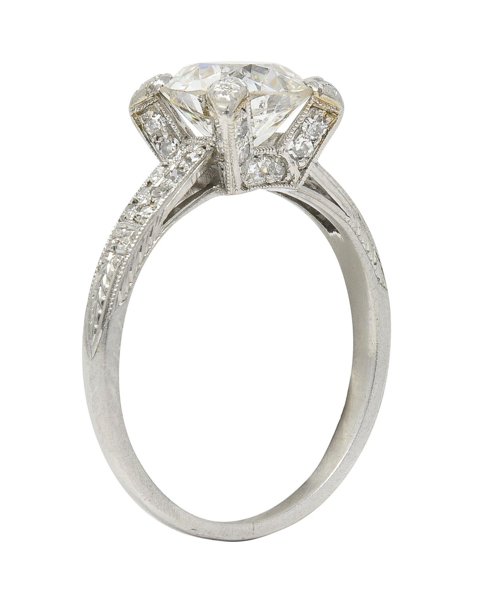 Art Deco 2.23 CTW Old European Diamond Platinum Orange Blossom Engagement Ring