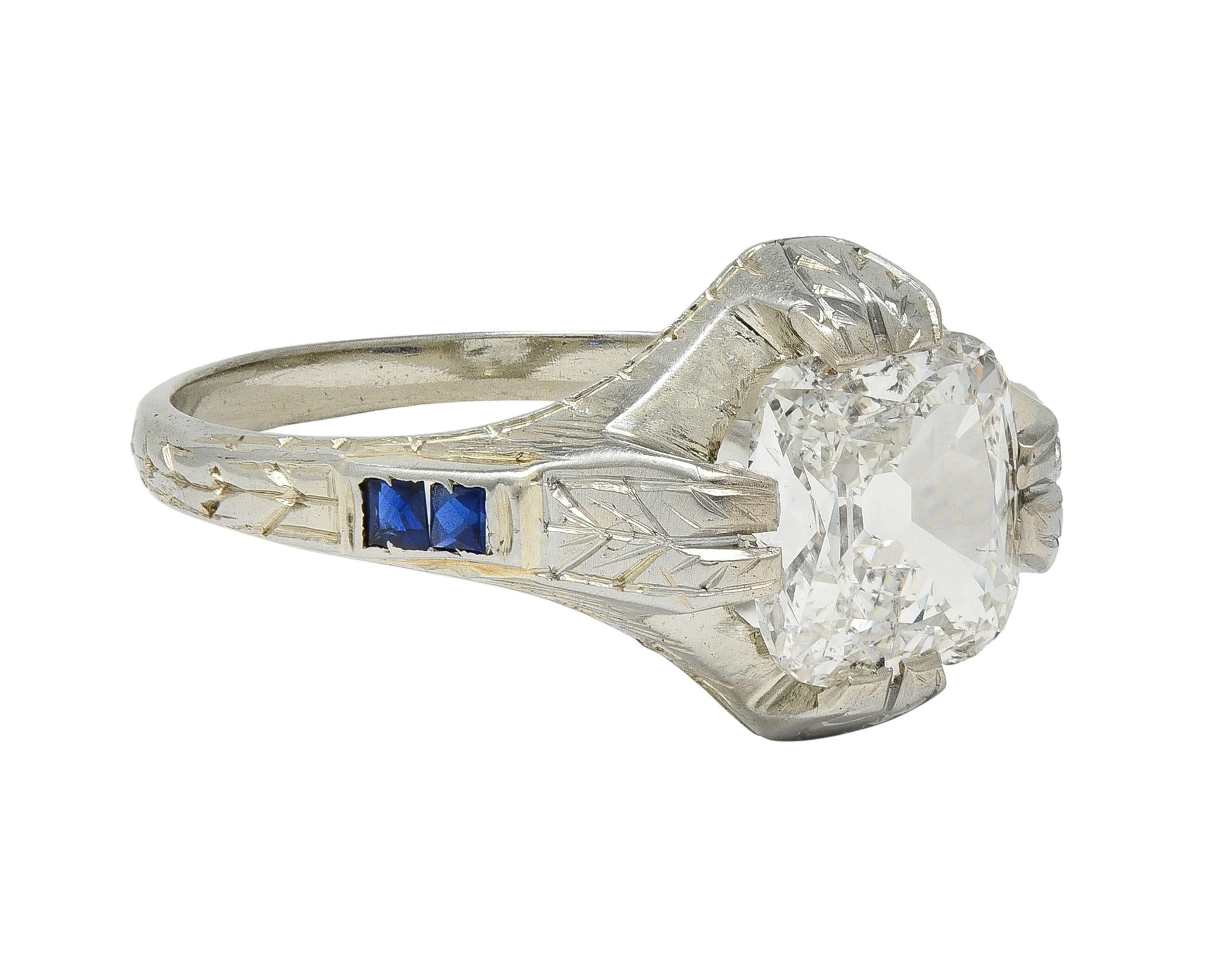 Art Deco 1.36 CTW Mine Diamond 18K Gold Vintage Wheat Compass Engagement Ring