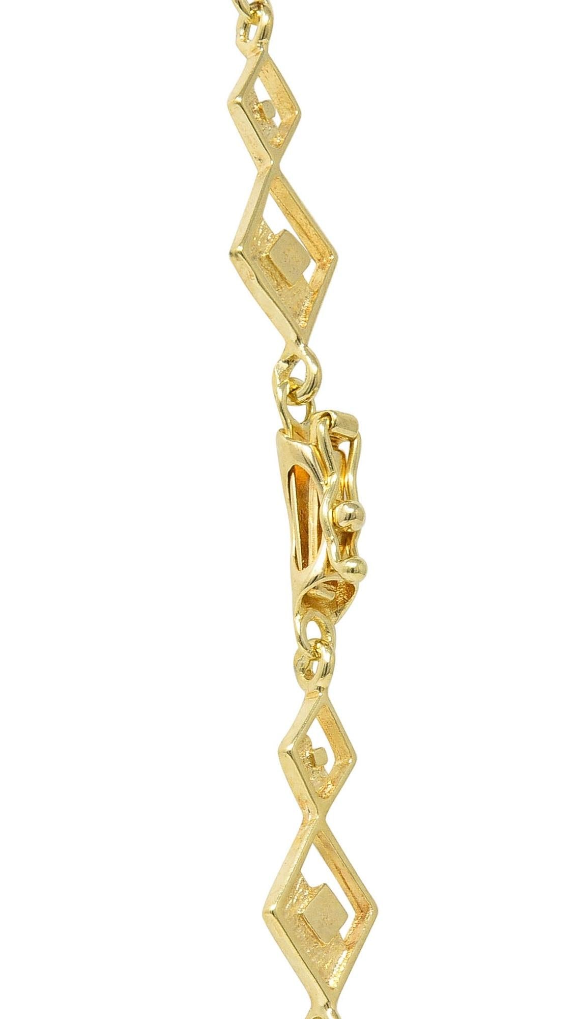 2000's Multi-Gem 14 Karat Yellow Gold Geometric Station Necklace