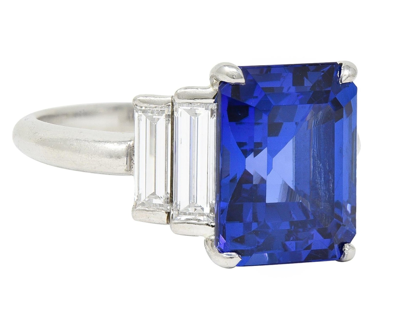 Tiffany & Co. 7.92 CTW Tanzanite Diamond Platinum Stepped Vintage Cocktail Ring