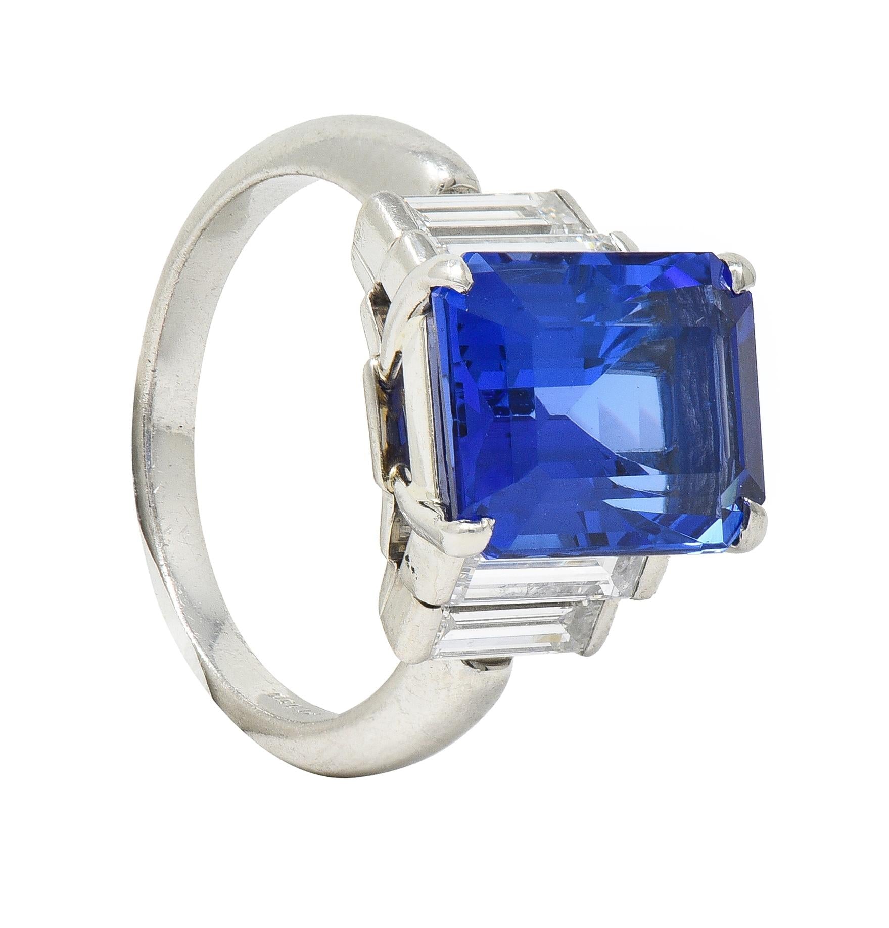 Tiffany & Co. 7.92 CTW Tanzanite Diamond Platinum Stepped Vintage Cocktail Ring