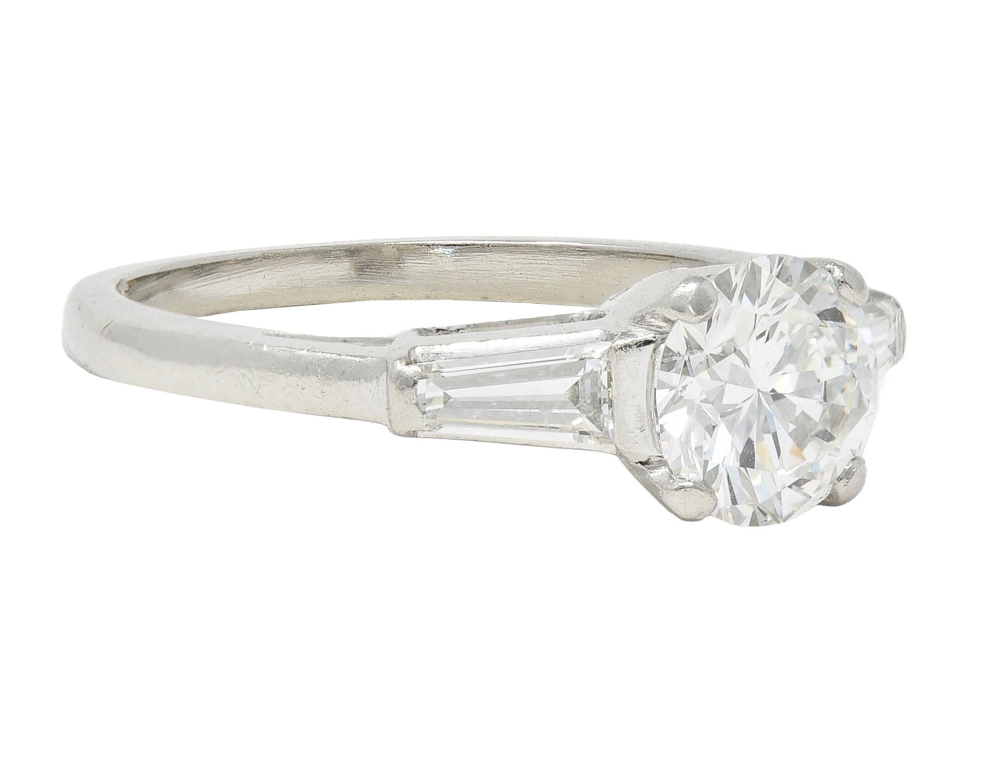 Mid-Century 1.36 CTW Transitional Diamond Platinum Vintage Engagement Ring