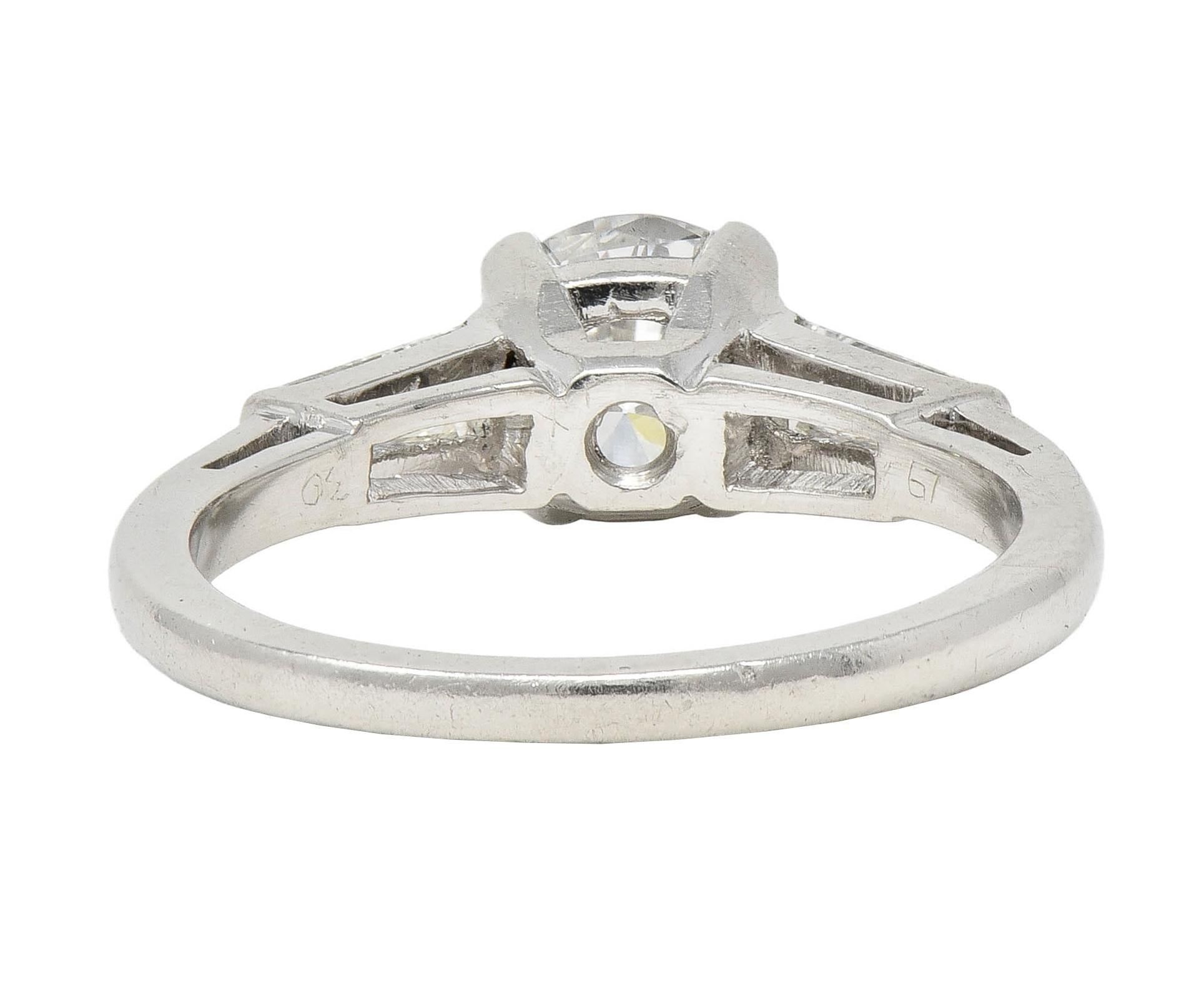 Mid-Century 1.36 CTW Transitional Diamond Platinum Vintage Engagement Ring