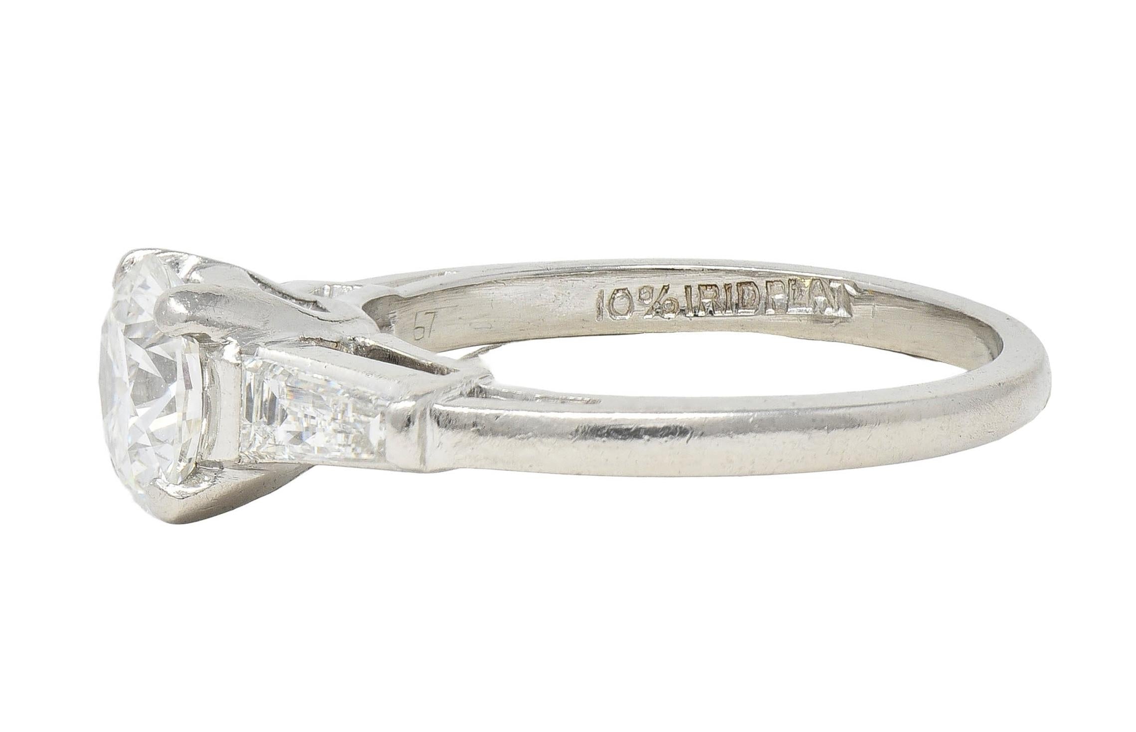 Mid-Century 1.36 CTW Transitional Diamond Platinum Vintage Engagement Ring