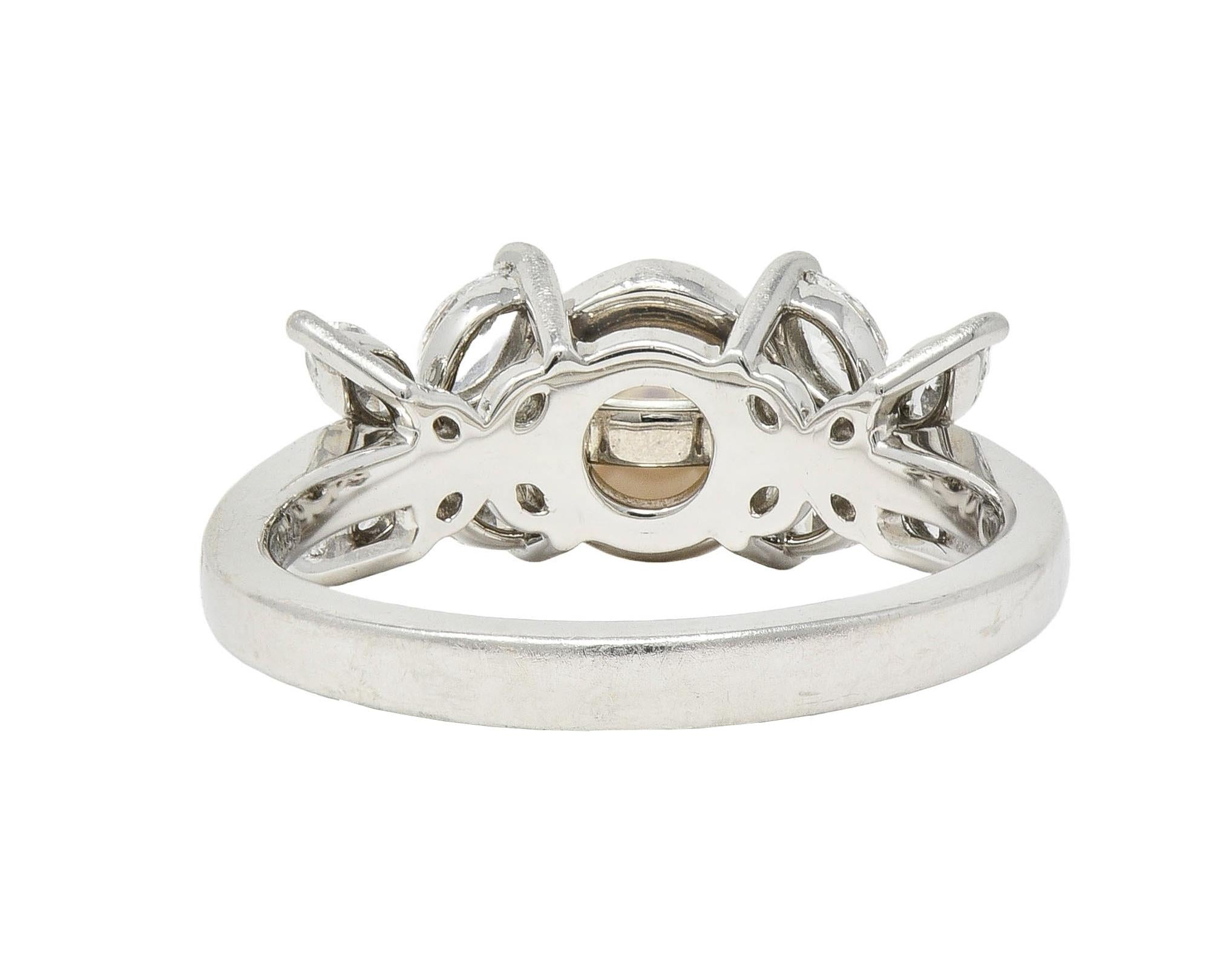 Tiffany & Co. Contemporary Akoya Pearl Diamond Platinum Victoria Cluster Ring