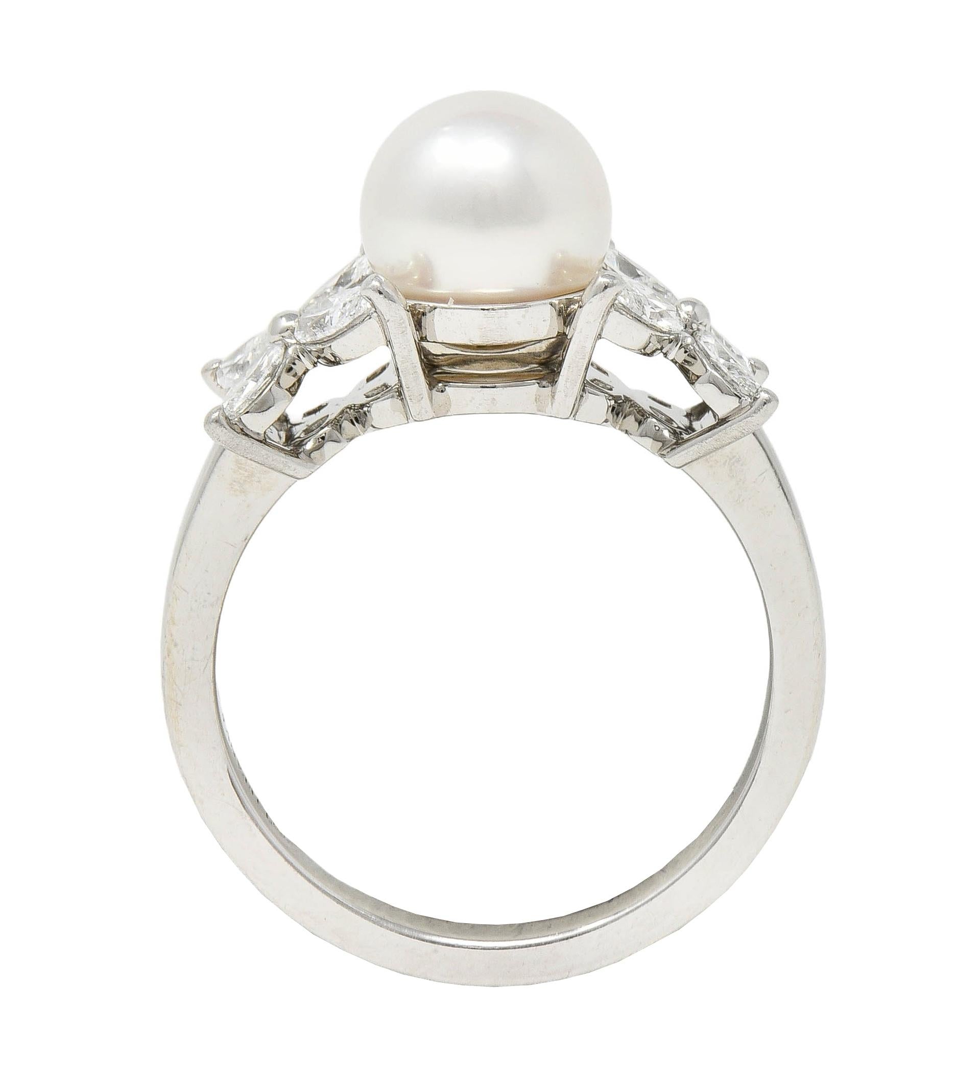 Tiffany & Co. Contemporary Akoya Pearl Diamond Platinum Victoria Cluster Ring