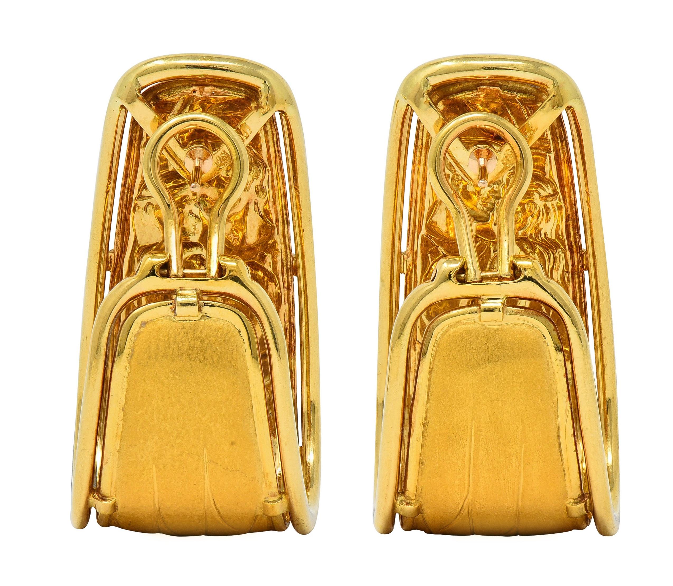 Carrera y Carrera 1990 18K Gold Romeo & Juliet J-Hoop Vintage Ear-Clip Earrings