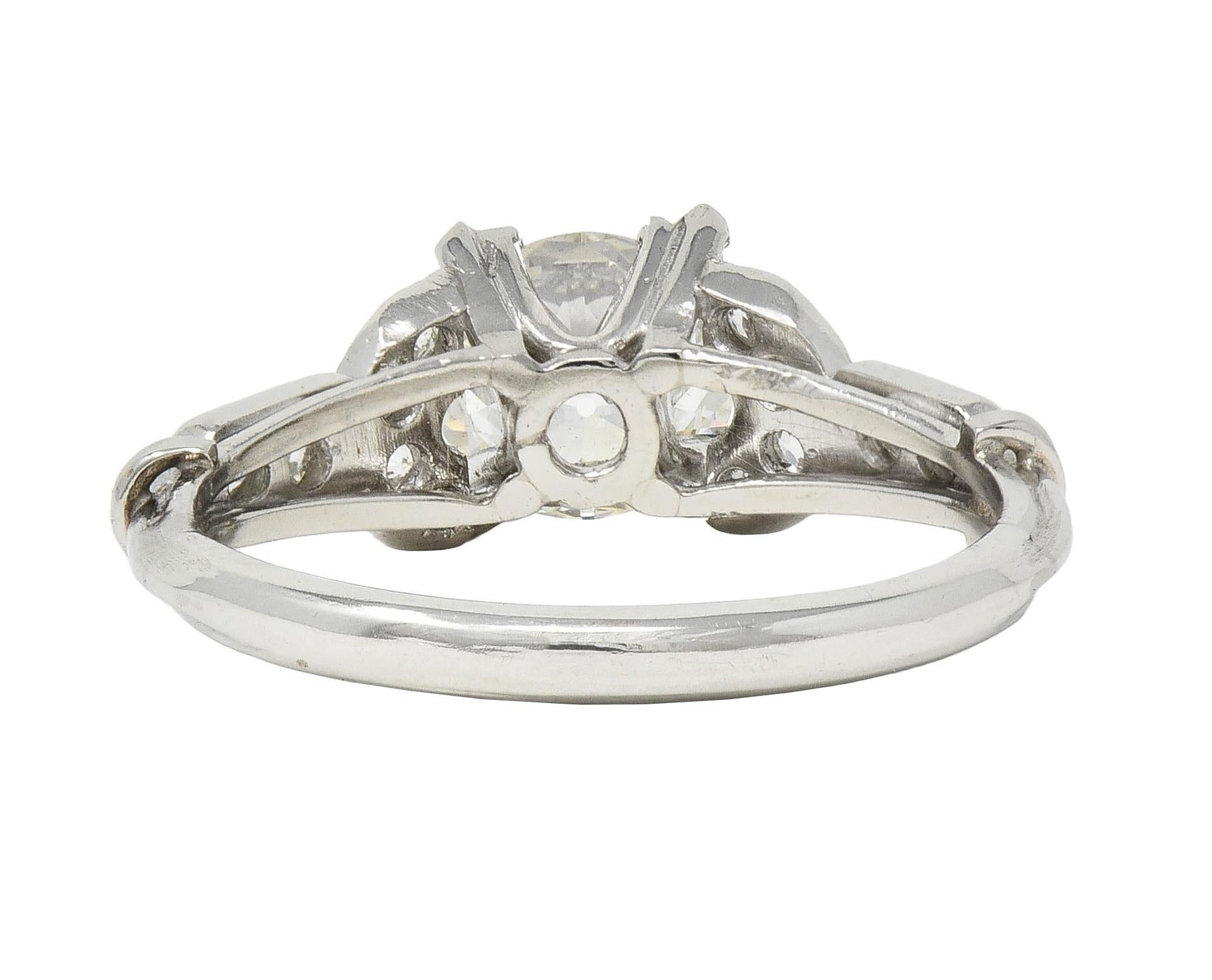 Late Art Deco 1.39 CTW Diamond Platinum Vintage Engagement Ring GIA