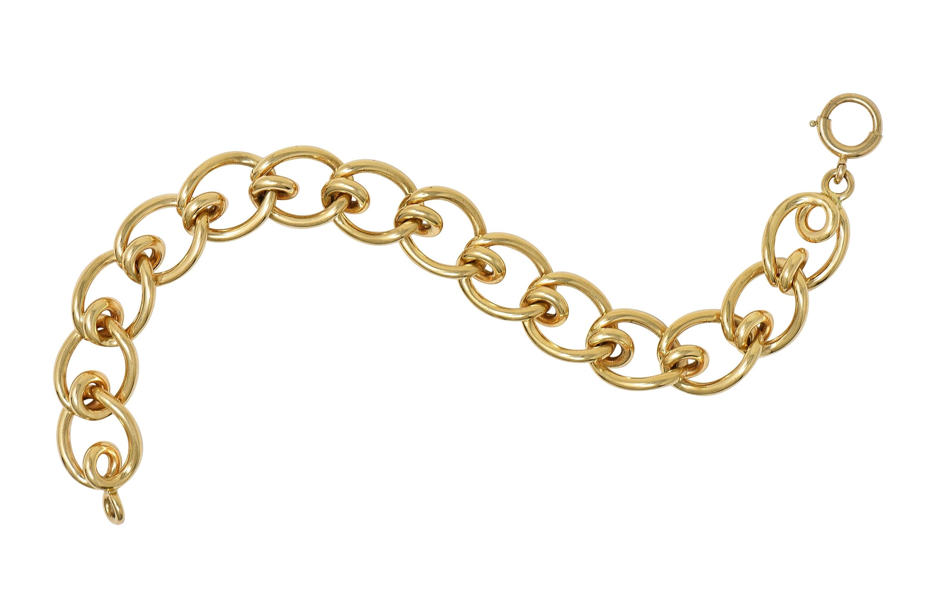 Tiffany & Co. 1970's 14 Karat Yellow Gold Vintage Mousetrap Link Bracelet