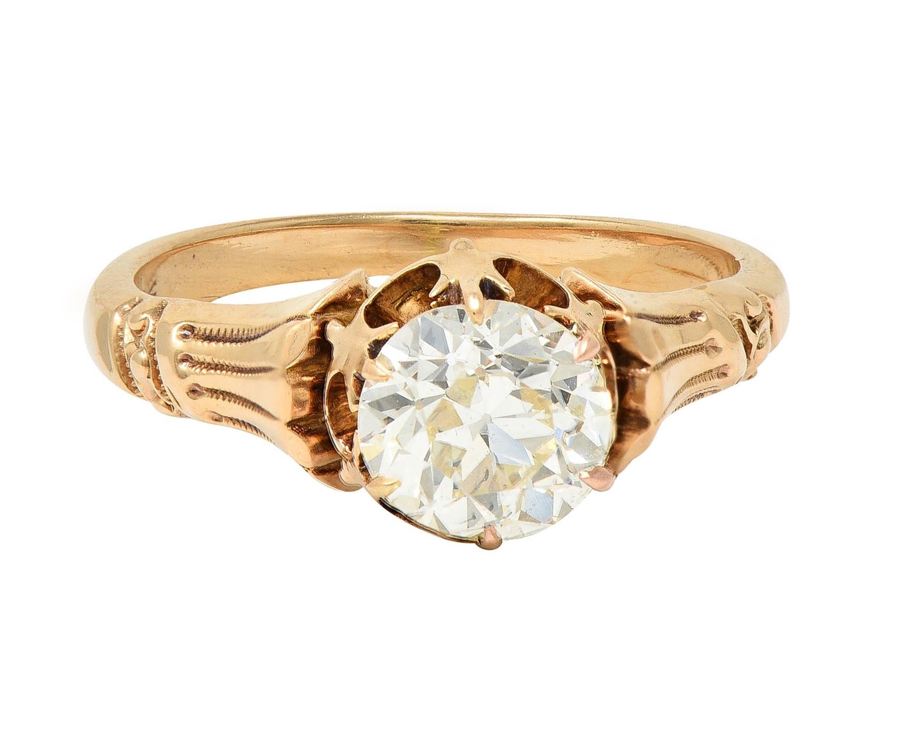 Victorian 1.12 CTW Old European Diamond 14 Karat Gold Antique Engagement Ring