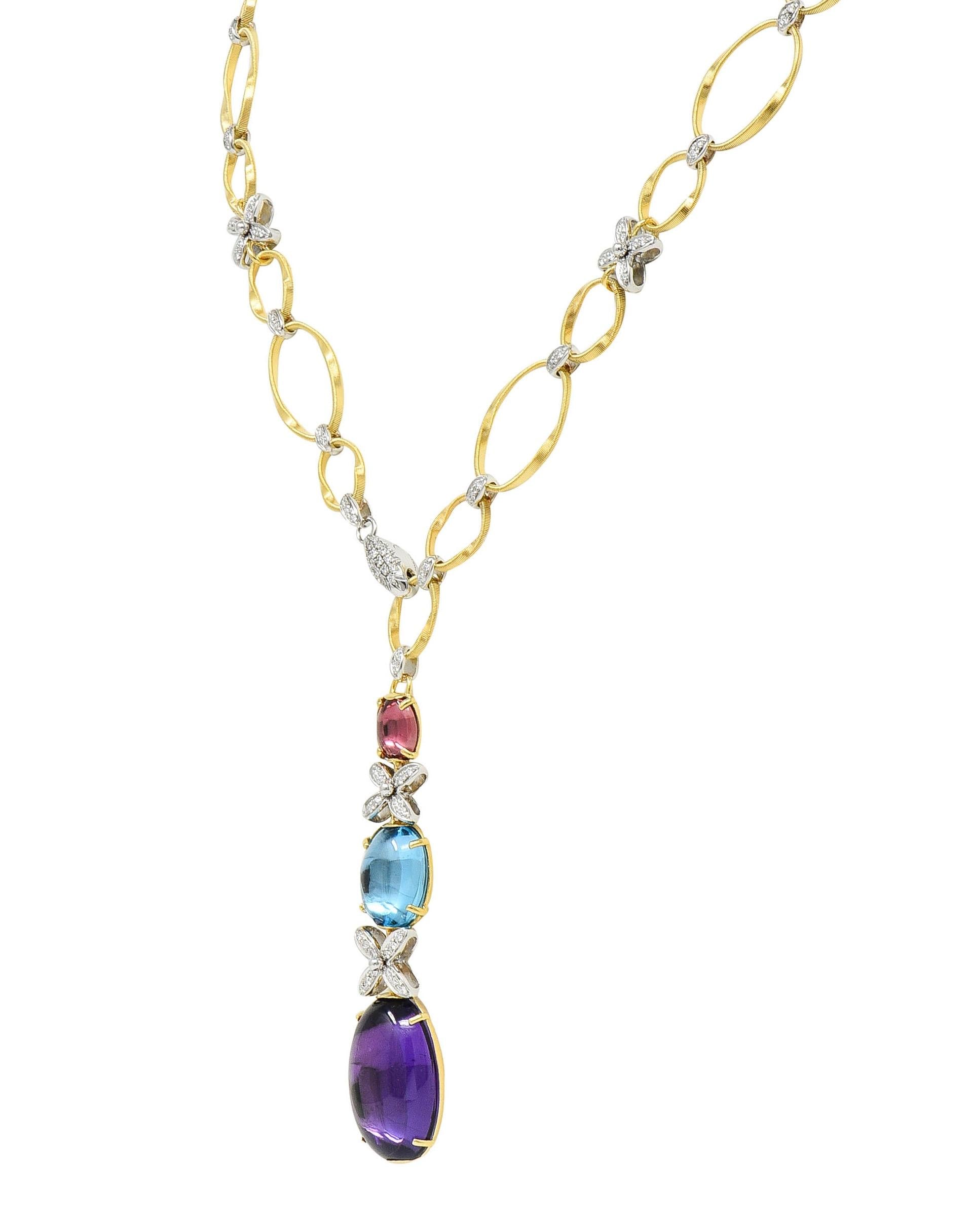 Marco Bicego Diamond Topaz Multi-Gem 18 Karat Gold Marrakech Onde Necklace