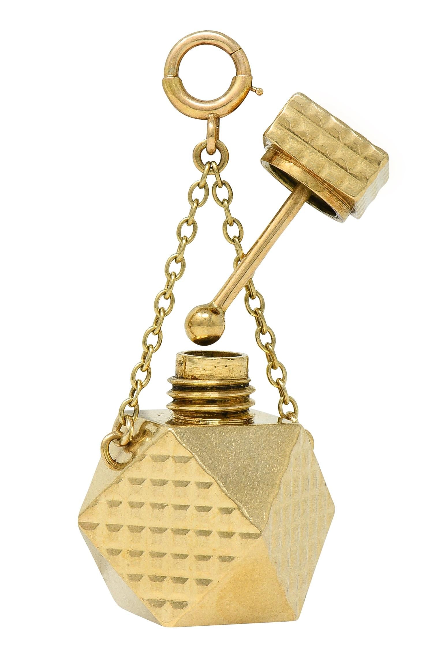 1970's 14 Karat Yellow Gold Vintage Perfume Bottle Pendant Charm