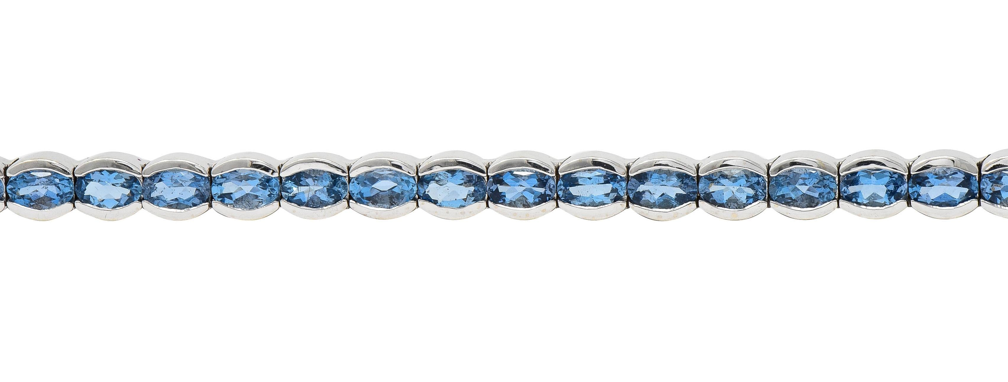 Contemporary 9.80 CTW Blue Topaz 14 Karat White Gold Line Bracelet