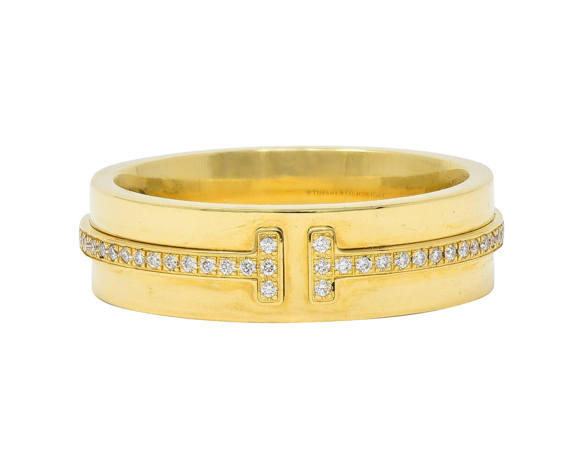 Tiffany & Co. Contemporary Diamond 18 Karat Gold T Collection Wide Band Ring