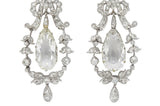 Edwardian 6.25 CTW Pear Diamond Platinum 14K Gold Antique Chandelier Earrings