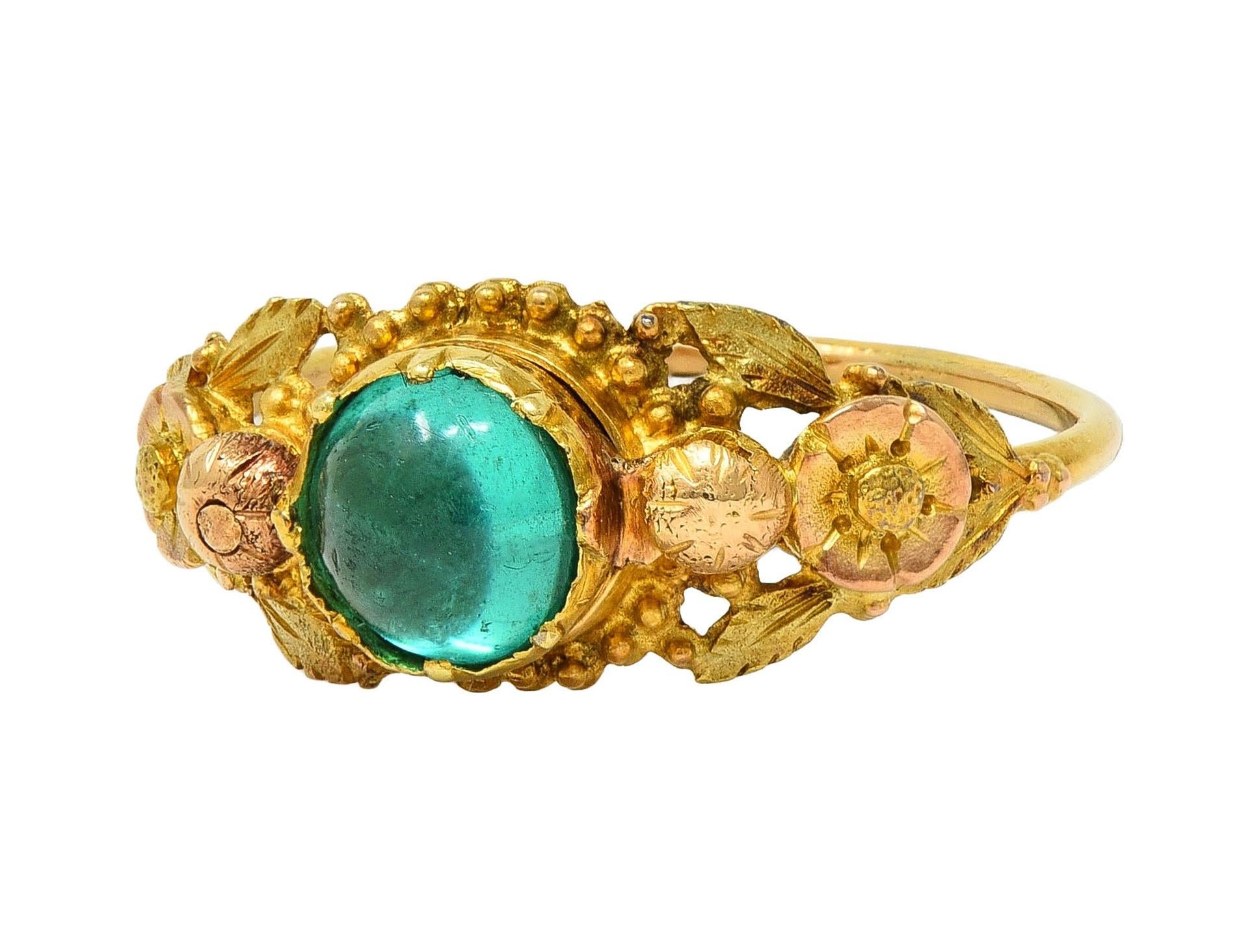 Georgian Emerald 22 Karat Gold Antique Napoleon Bonaparte Death Token Ring