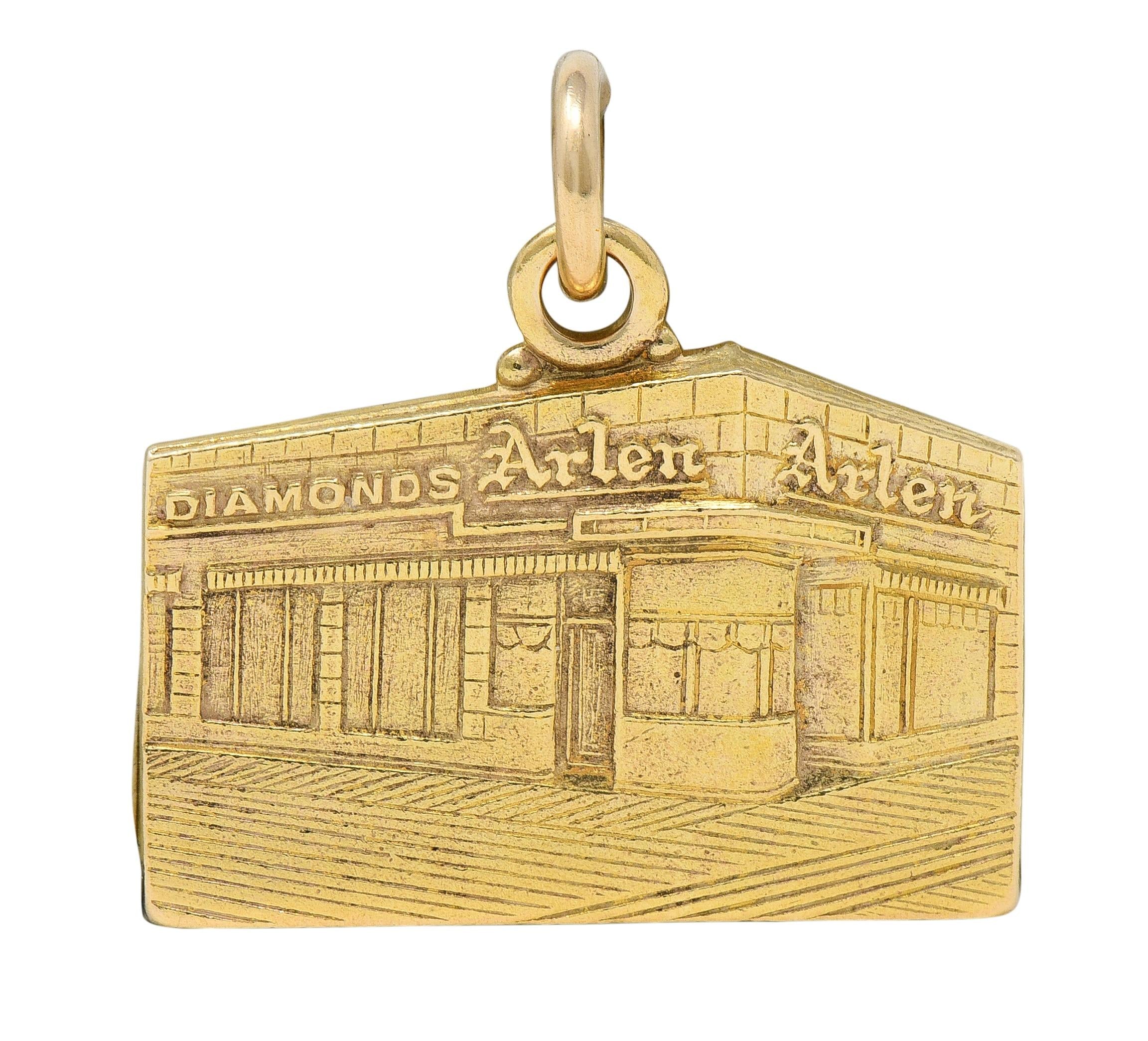 14 Karat Yellow Gold Vintage Jewelry Store Front Charm