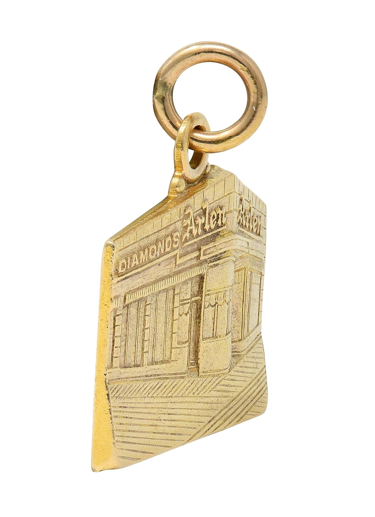 14 Karat Yellow Gold Vintage Jewelry Store Front Charm