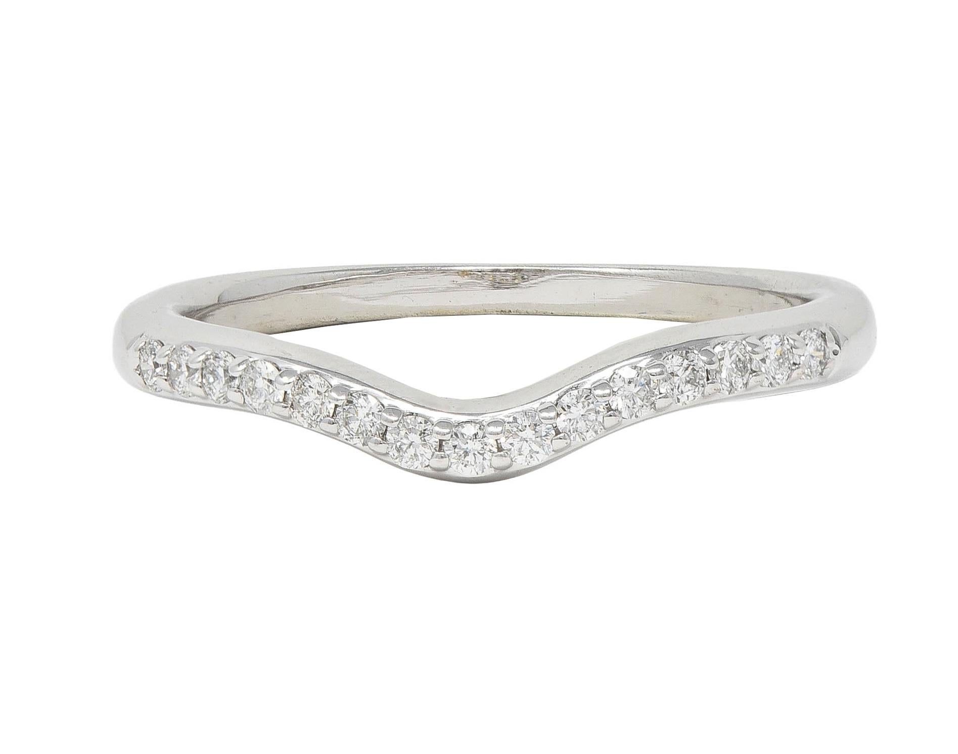 Contemporary Diamond 14 Karat White Gold Contour Wedding Band Ring