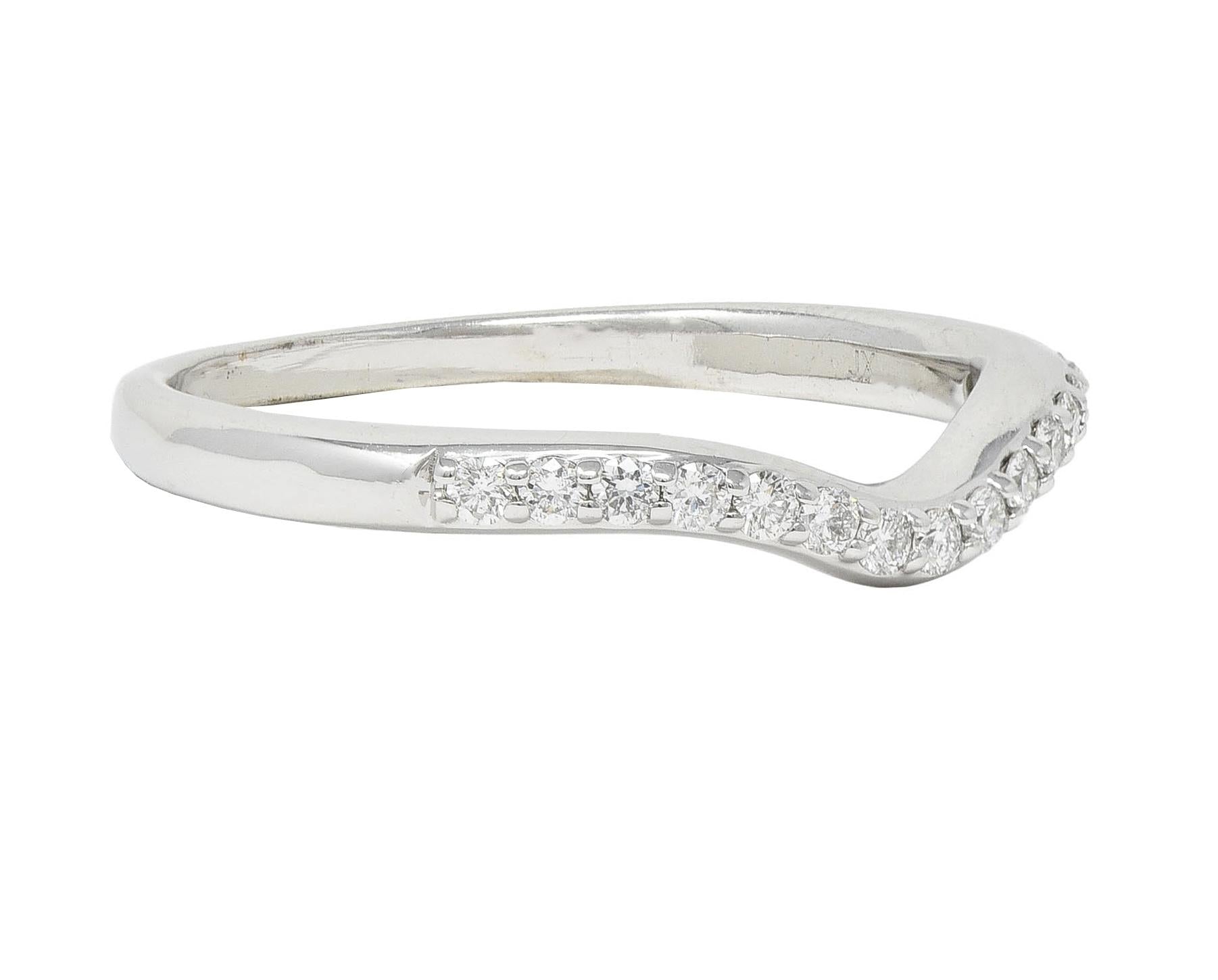 Contemporary Diamond 14 Karat White Gold Contour Wedding Band Ring