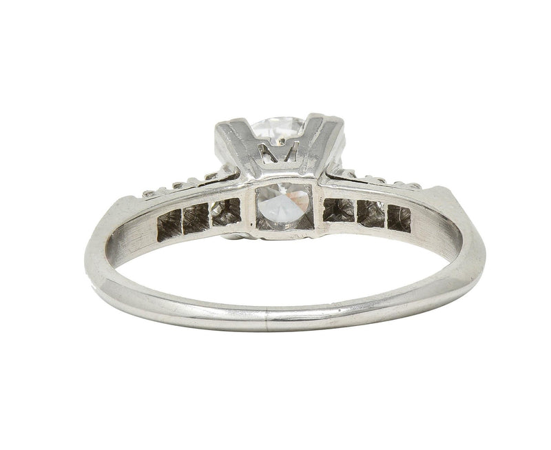 Retro .68 CTW Transitional Cut Diamond Platinum Fishtail Vintage Engagement Ring
