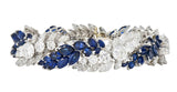 French Mid-Century 51.70 CTW Sapphire Diamond Platinum Vintage Twist Bracelet