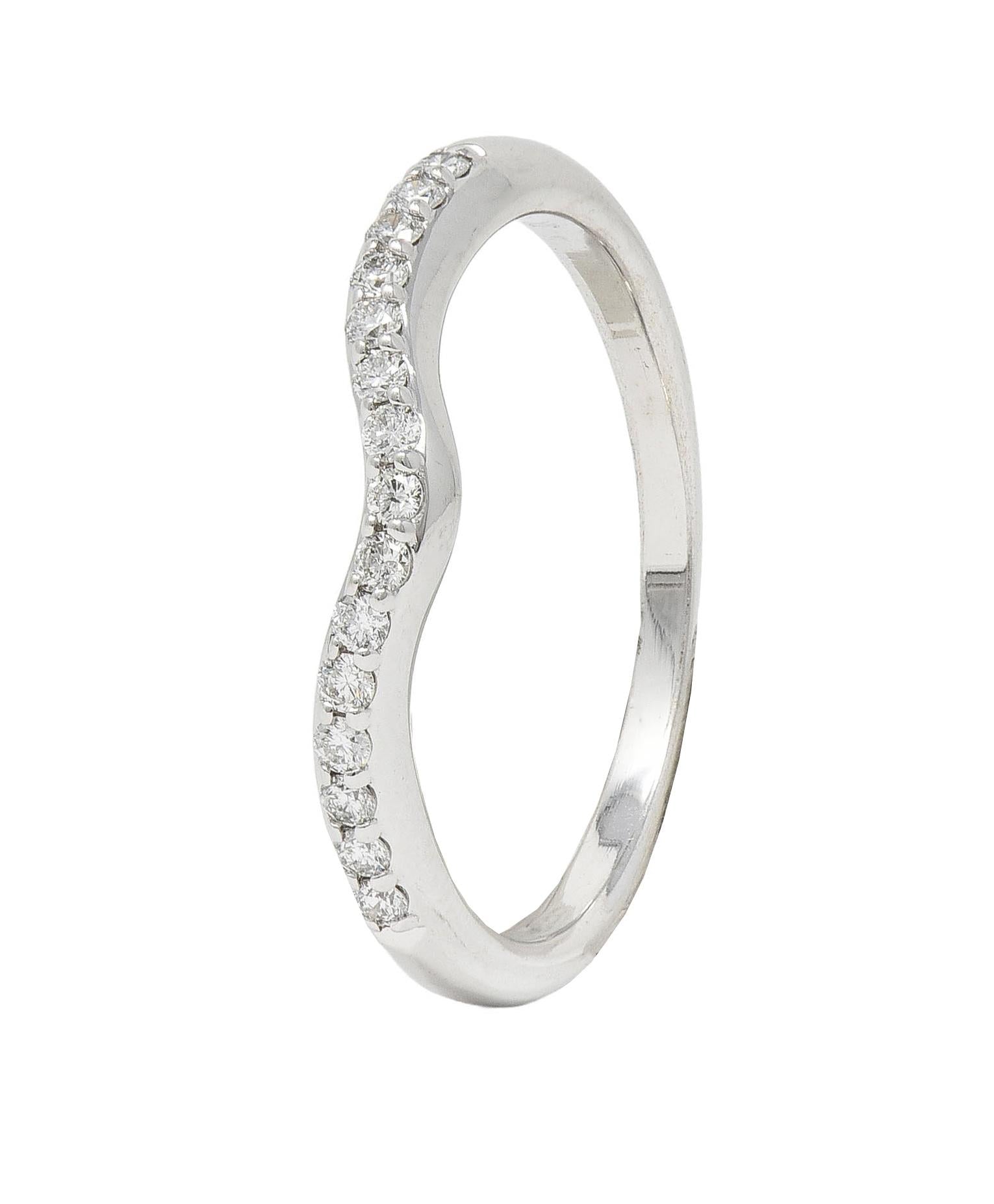 Contemporary Diamond 14 Karat White Gold Contour Wedding Band Ring