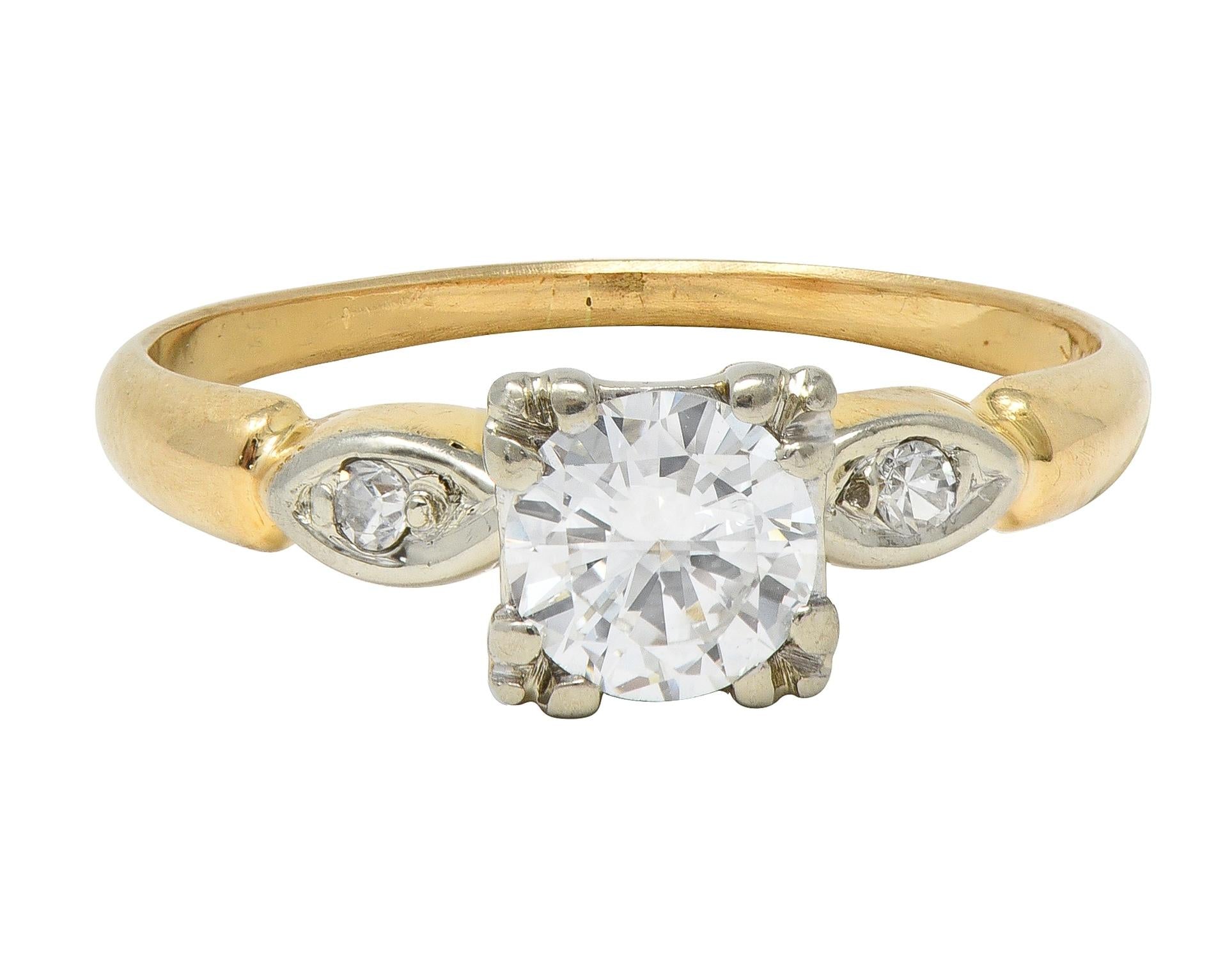 Retro Transitional Cut Diamond 14 Karat Yellow Gold Vintage Engagement Ring