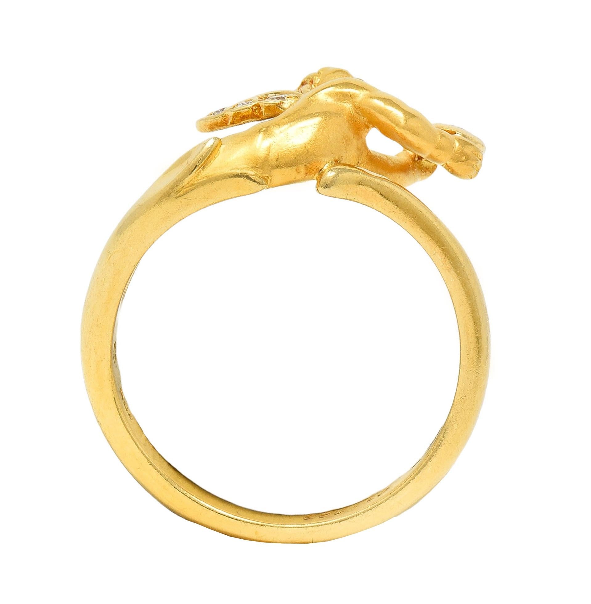 Carrera Y Carrera Diamond 18 Karat Yellow Gold Cherub Bypass Ring