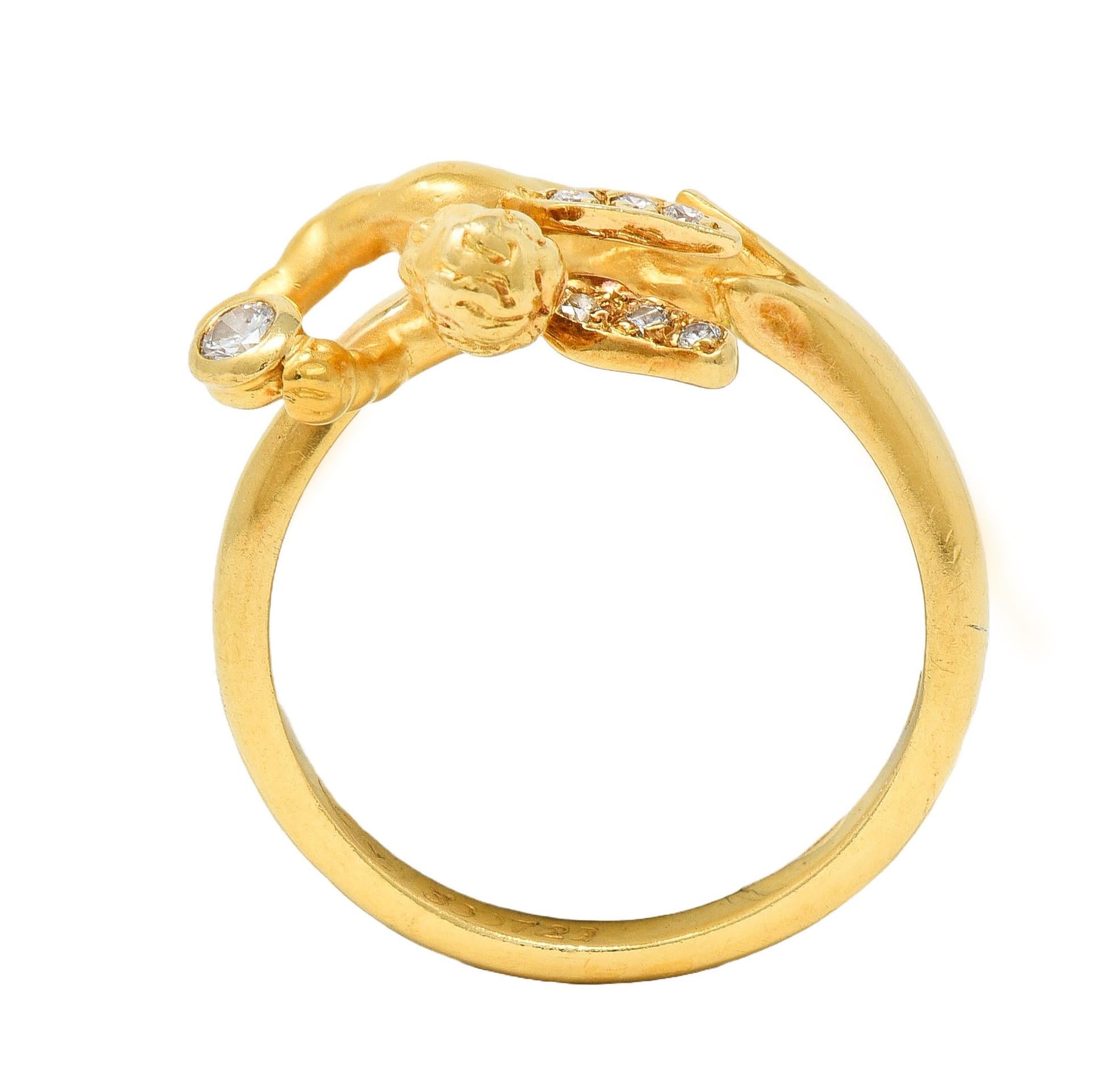 Carrera Y Carrera Diamond 18 Karat Yellow Gold Cherub Bypass Ring