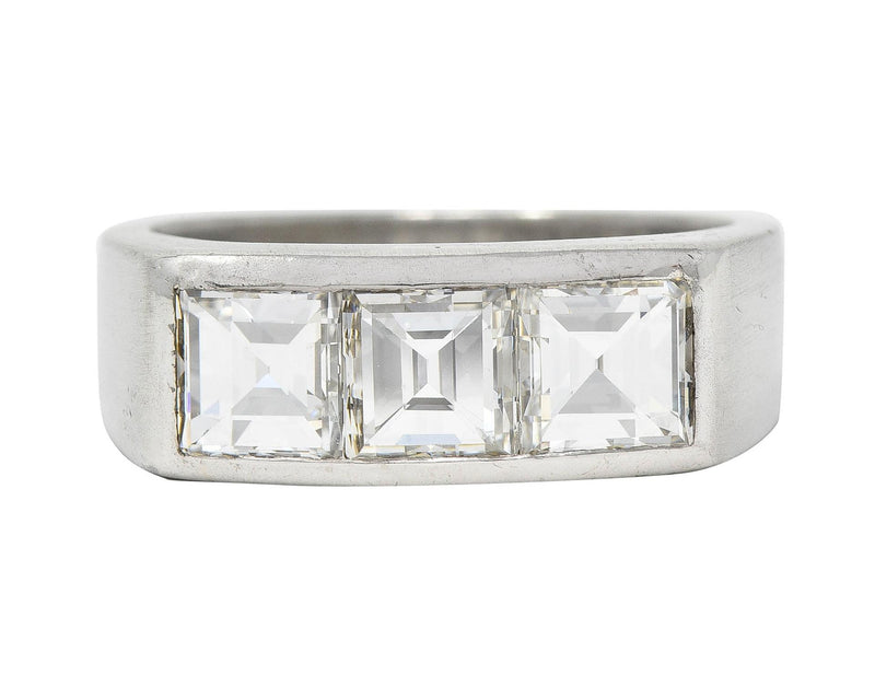 Modern 2.13 CTW Step Cut Diamond Platinum Unisex Vintage Channel Band Ring