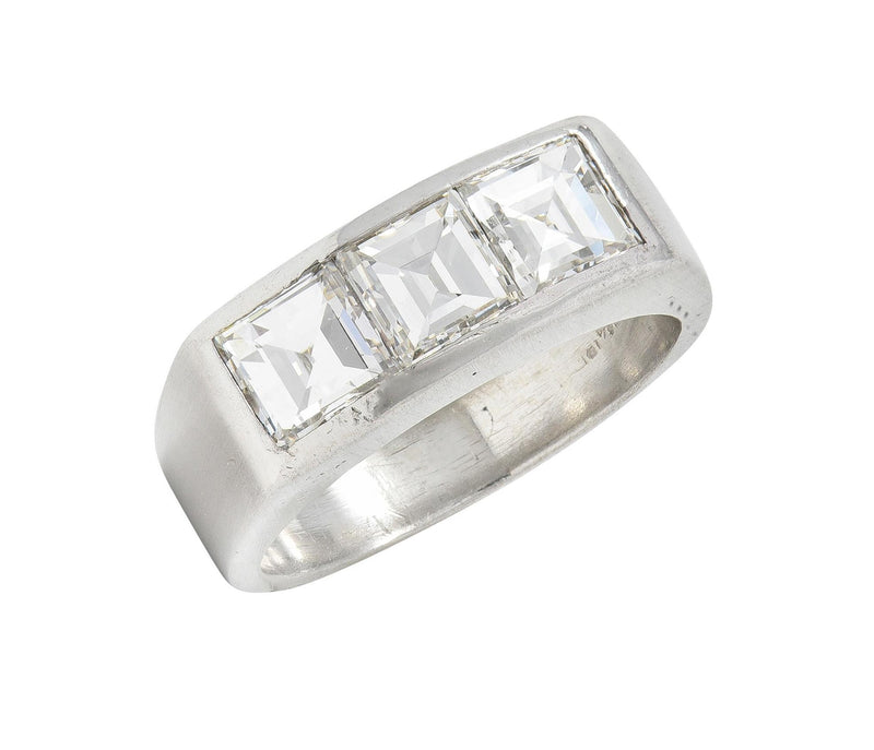 Modern 2.13 CTW Step Cut Diamond Platinum Unisex Vintage Channel Band Ring