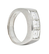 Modern 2.13 CTW Step Cut Diamond Platinum Unisex Vintage Channel Band Ring