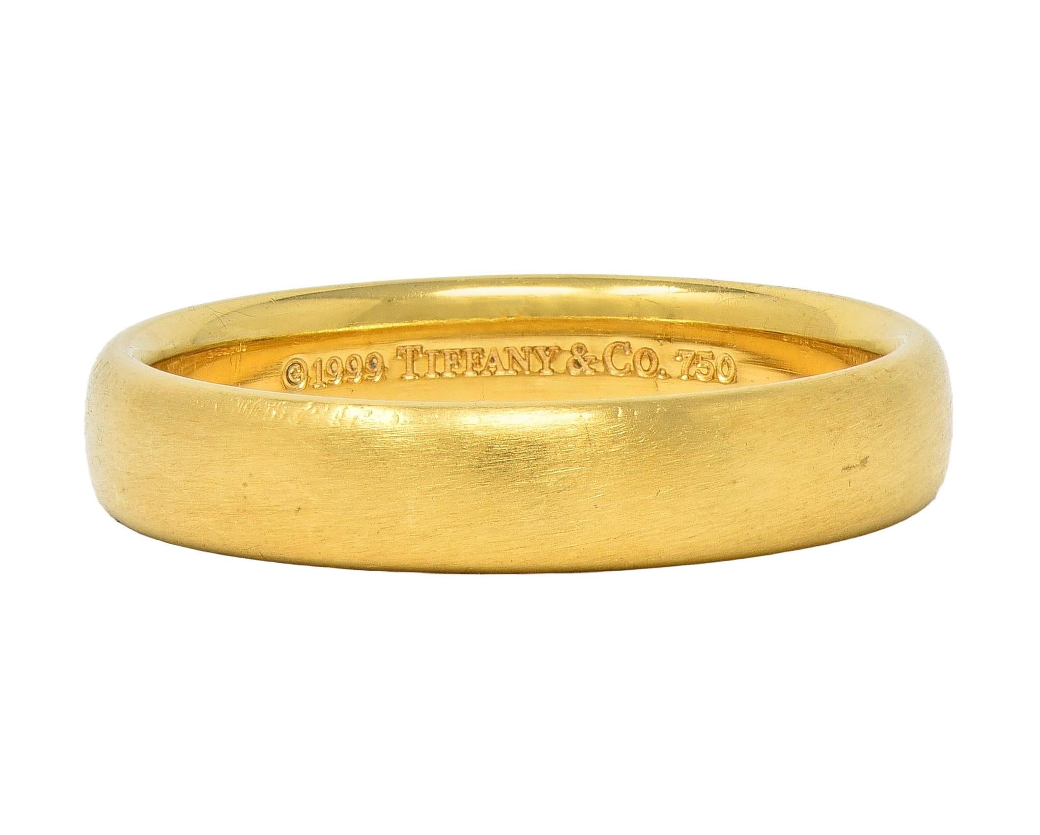 Tiffany & Co. 1999 18K Yellow Gold Vintage Brushed Forever Men Wedding Band Ring