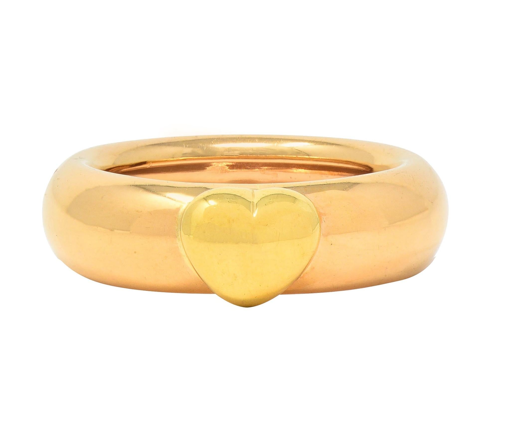 Tiffany & Co. 1993 18 Karat Two-Tone Gold Vintage Friendship Heart Band Ring