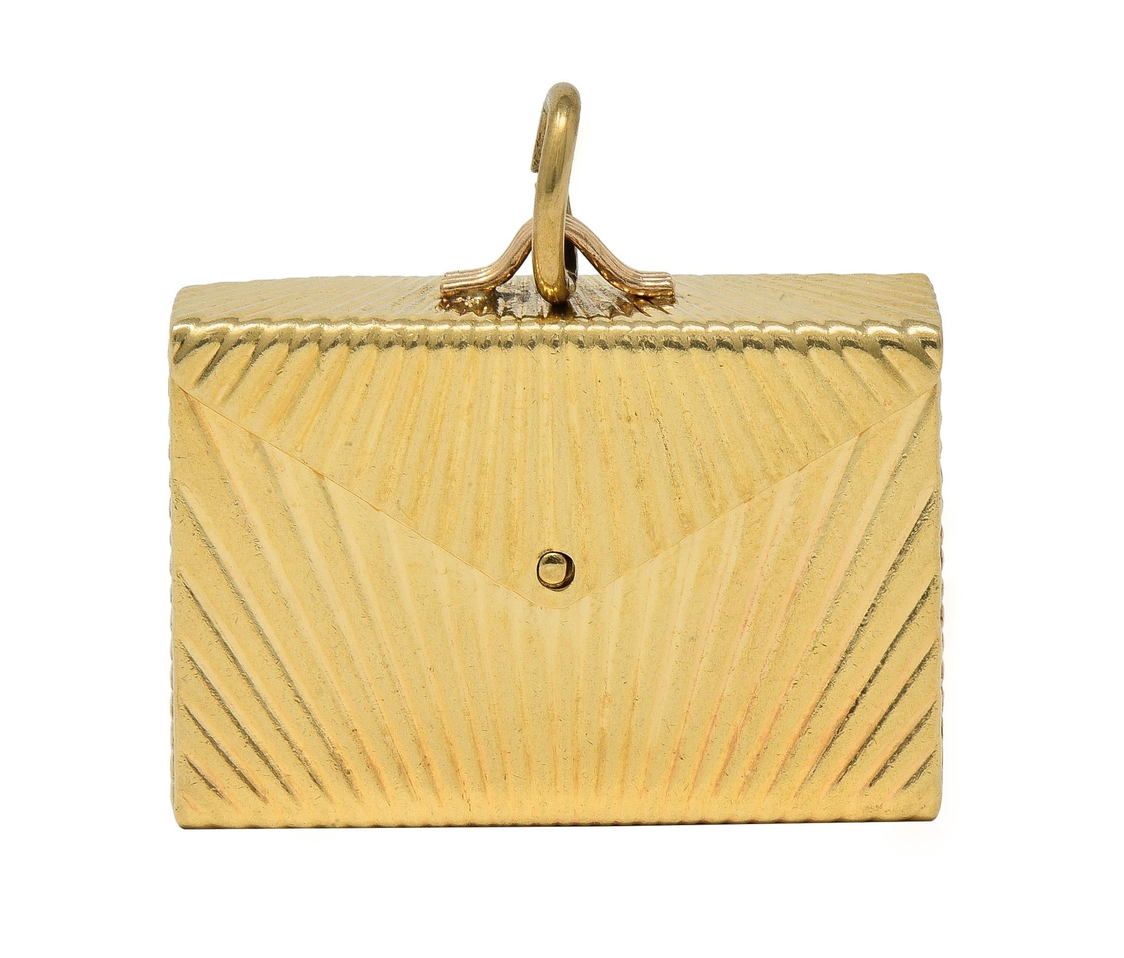 Mid-Century 14 Karat Yellow Gold Vintage Opening Envelope Pendant Charm