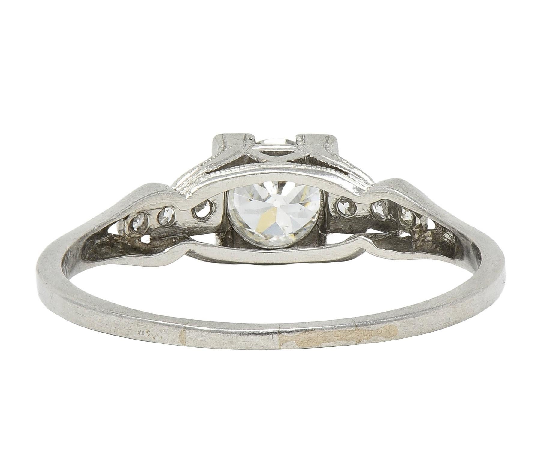 Art Deco 1933 0.68 CTW Diamond Platinum Vintage Stepped Engagement Ring