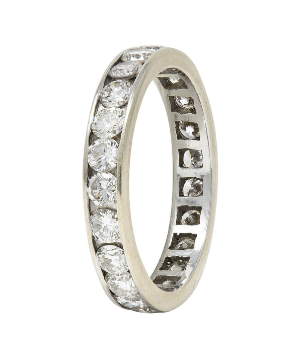 Contemporary 1.61 CTW Diamond 14 Karat White Gold Eternity Wedding Band Ring