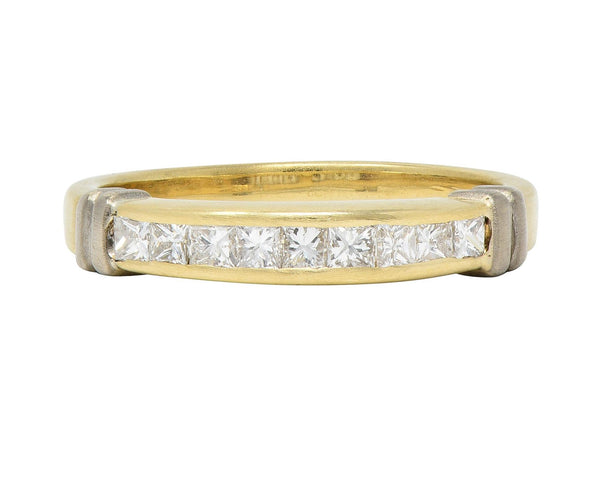 Vintage 0.45 CTW Princess Diamond 14K Two-Tone Gold Channel Ring