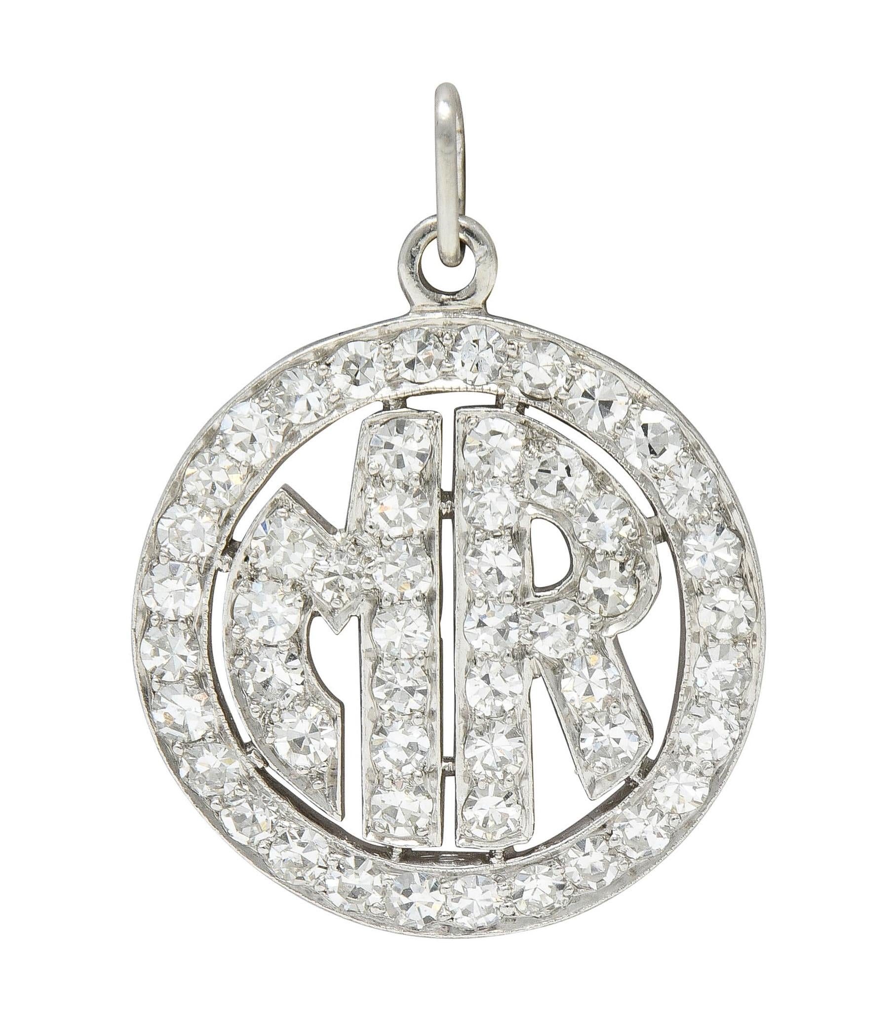 Contemporary 1.35 CTW Diamond Platinum Mr. Pendant Charm