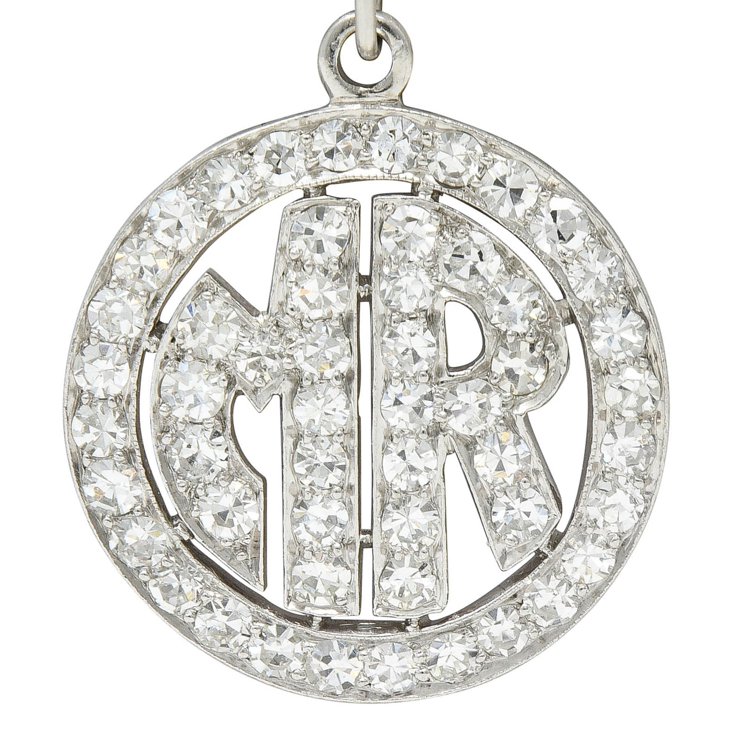 Contemporary 1.35 CTW Diamond Platinum Mr. Pendant Charm